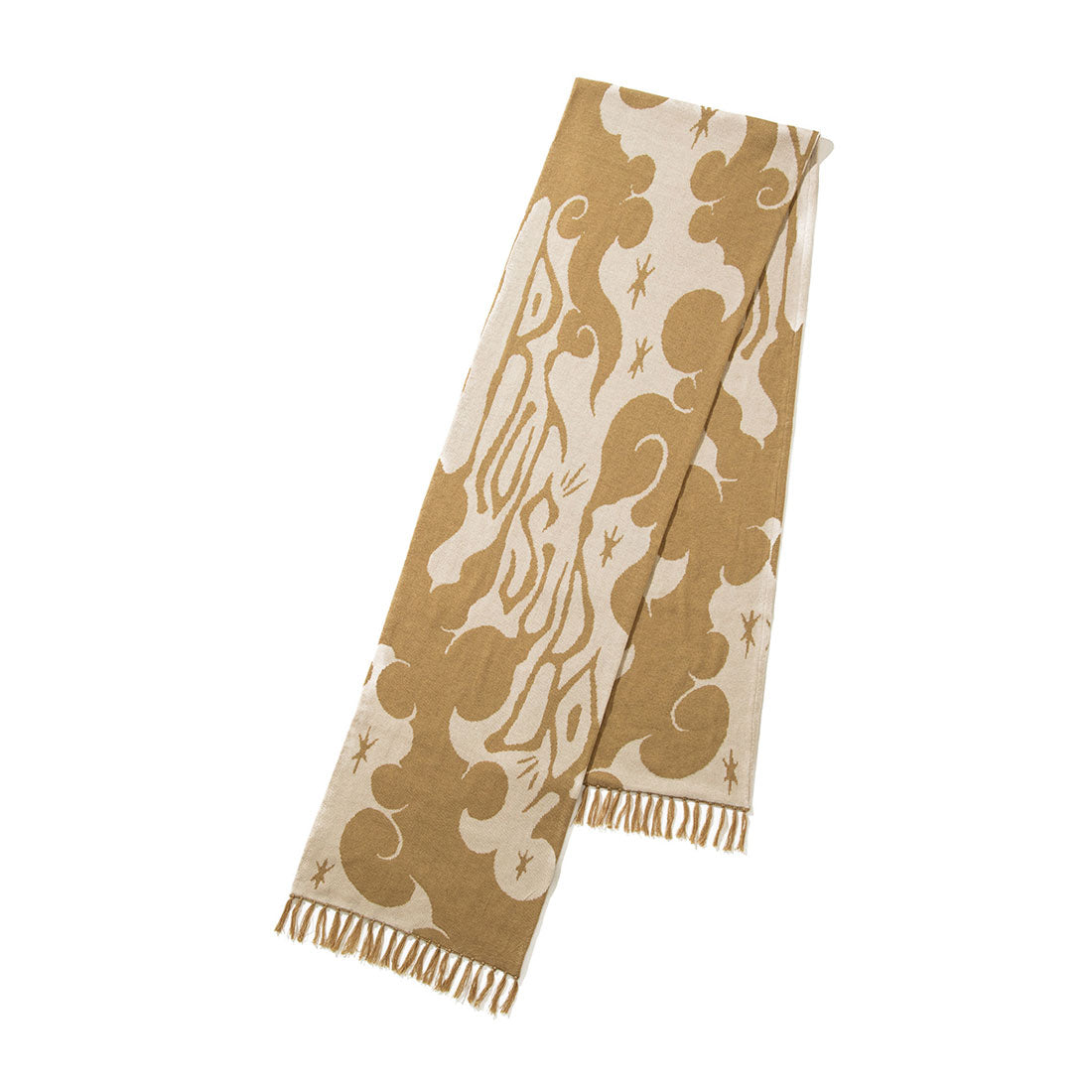 ルツボ 坩堝(RUTSUBO) 遊雲 ジャカードスカーフ(Yu-Un JACQUARD SCARF (RUTSUBO× LOW MOROMI)) (SAND/BEIGE) SAND/BEIGE