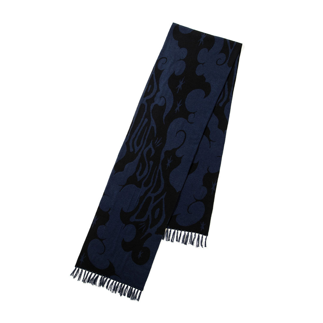 ルツボ 坩堝(RUTSUBO) 遊雲 ジャカードスカーフ(Yu-Un JACQUARD SCARF (RUTSUBO× LOW MOROMI)) (NAVY/BLACK) NAVY/BLACK