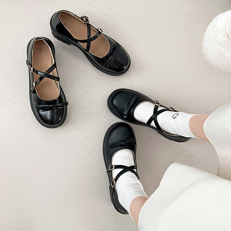 鞋子在衣櫃 -鞋櫃- 輕量厚底 增高 2WAY帶子 蝴蝶結 瑪莉珍 6942