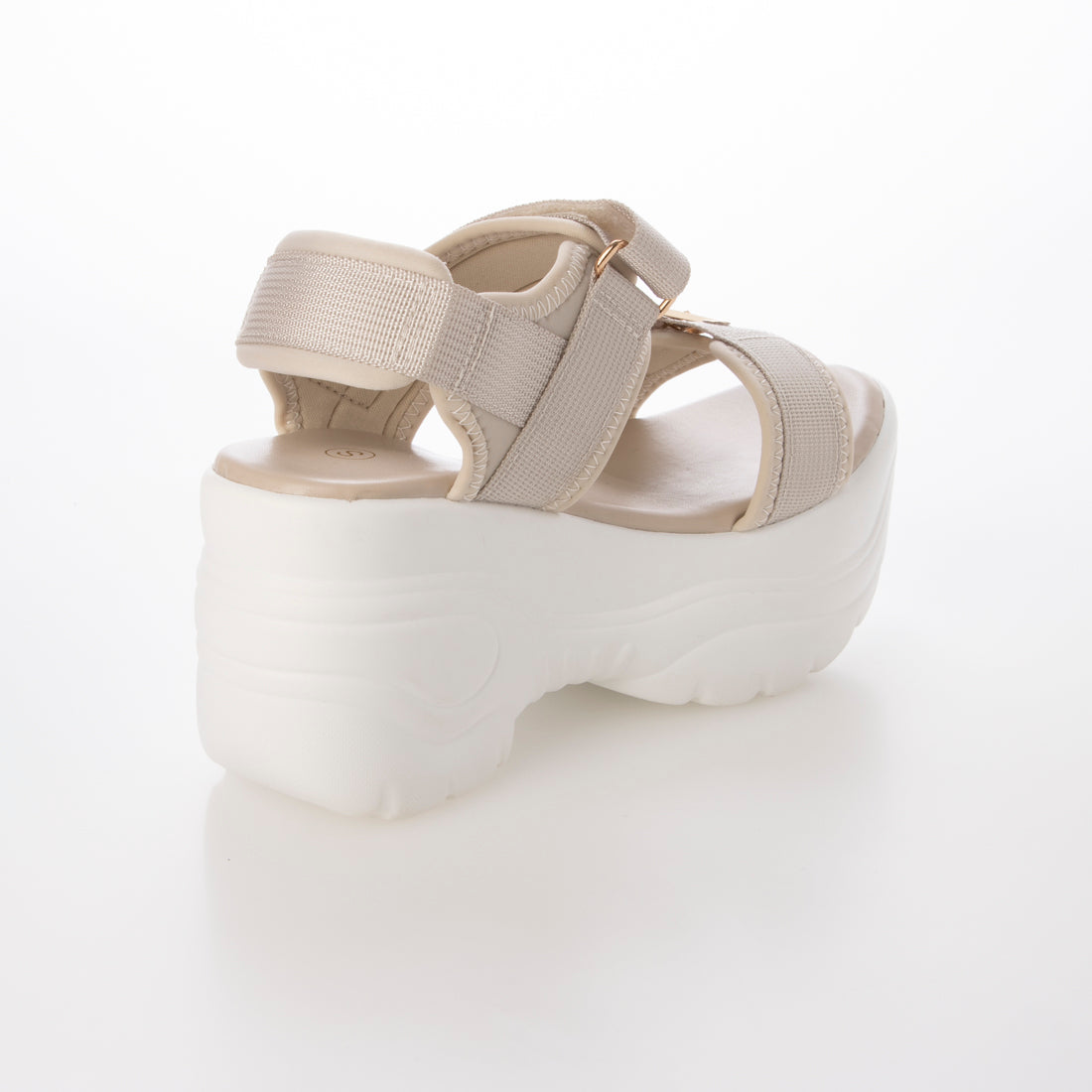 シューズインクローゼット Shoes in Closet -シュークロ- 超軽量厚底 スタイルアップソール ベルクロ スポーツサンダル 7474 (ピンク/ベージュ) ピンク/ベージュ