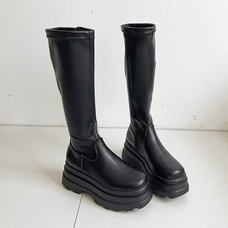 シューズインクローゼット Shoes in Closet -シュークロ- 厚底トリプルソール ストレッチ フィット ロング ブーツ 2895 (ブラック) ブラック