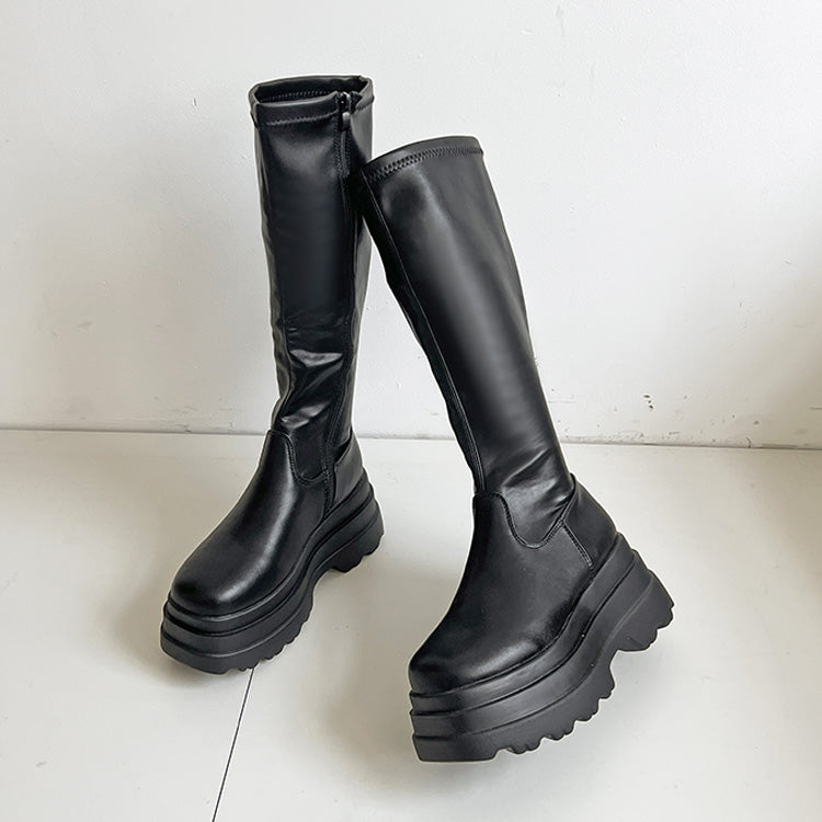 シューズインクローゼット Shoes in Closet -シュークロ- 厚底トリプルソール ストレッチ フィット ロング ブーツ 2895 (ブラック) ブラック