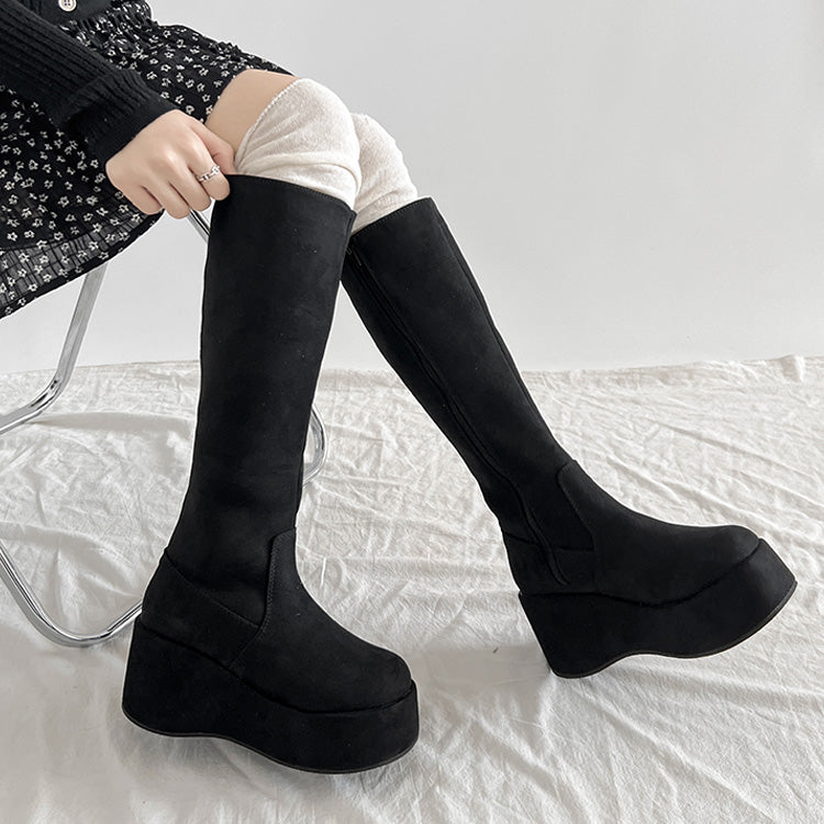 シューズインクローゼット Shoes in Closet -シュークロ- 厚底 プラットフォーム ロングブーツ 2644 (ブラック/スウェード) ブラック/スウェード