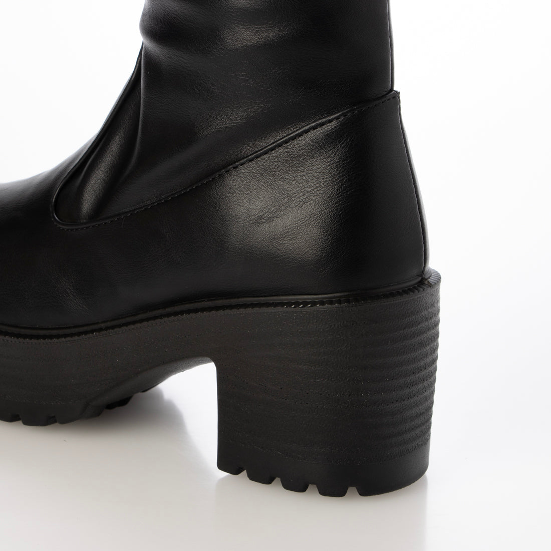 シューズインクローゼット Shoes in Closet -シュークロ- 軽量厚底 ヒールアップ プレーン ロングブーツ 2708 (ブラック) ブラック