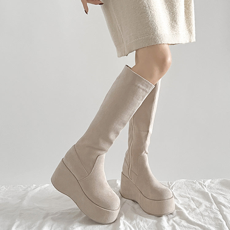 シューズインクローゼット Shoes in Closet -シュークロ- 厚底 プラットフォーム ロングブーツ 2644 (ライトベージュ/スウェード) ライトベージュ/スウェード