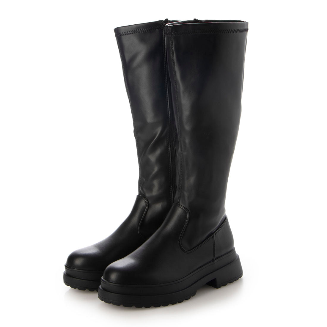 シューズインクローゼット Shoes in Closet -シュークロ- 厚底2段ソール ヒールアップ ストレッチ ロングブーツ 1846 (ブラック) ブラック