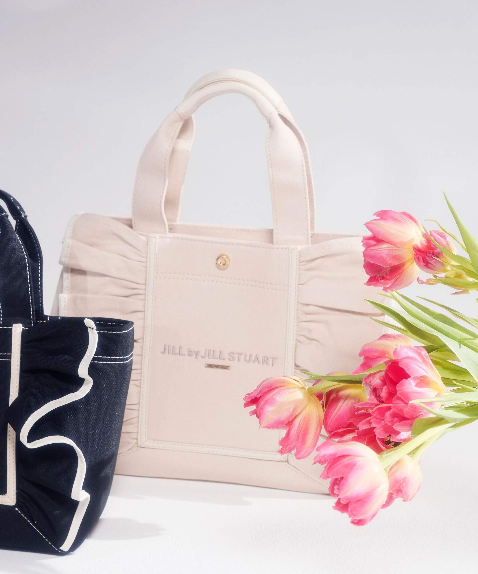 フレームフリルトート大 ピンク