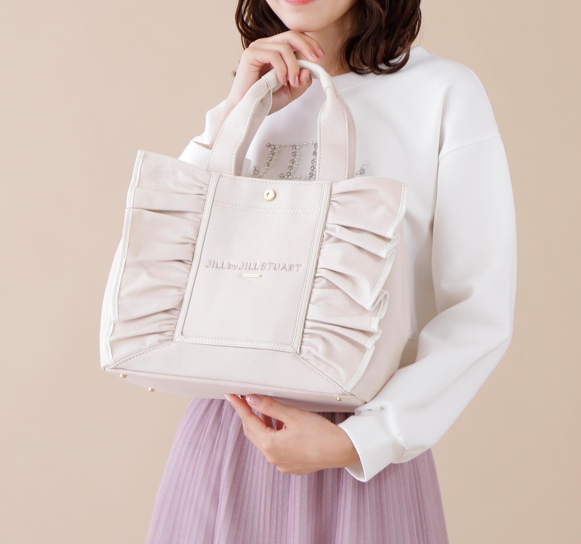 フレームフリルトート大 ピンク