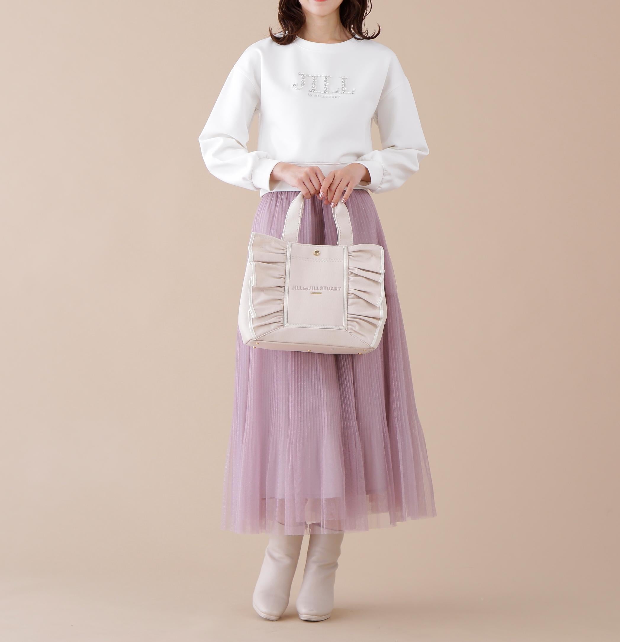 フレームフリルトート大 ピンク