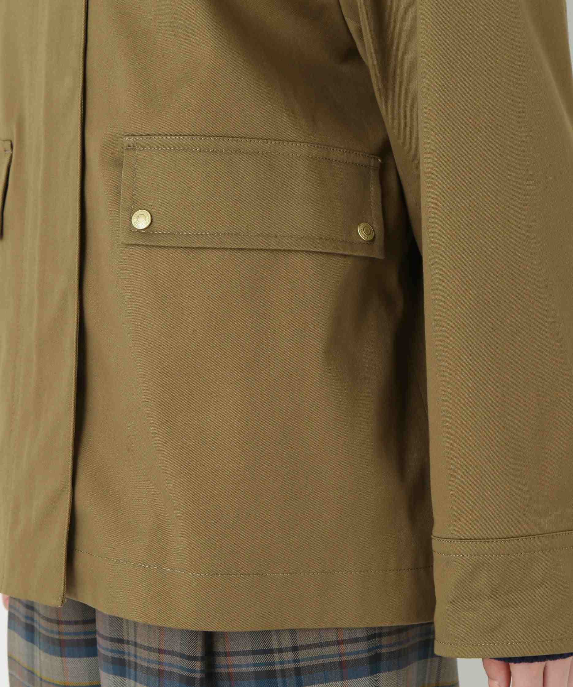 コットンツイルストレッチブルゾン ベージュ×ブラウン