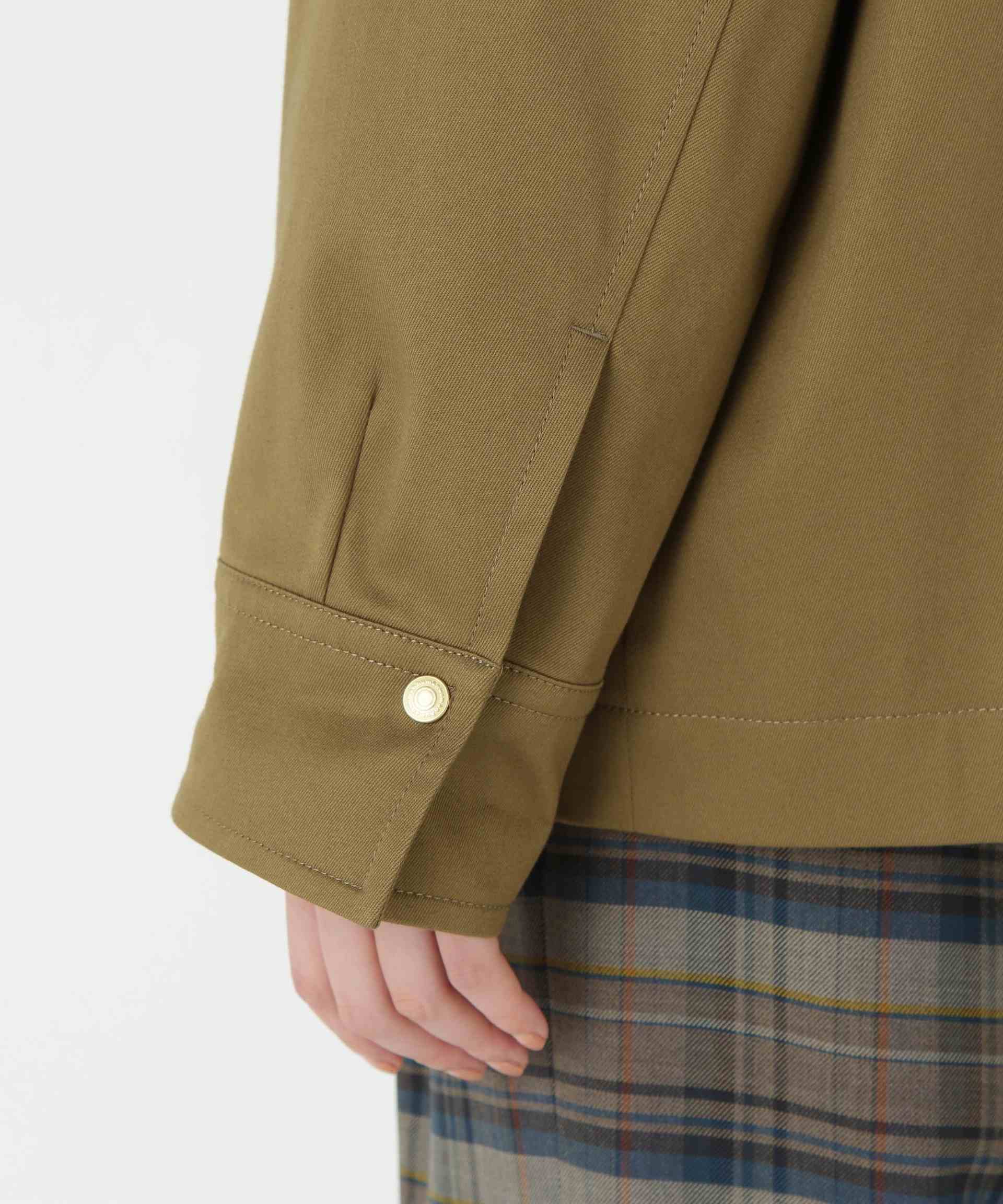 コットンツイルストレッチブルゾン ベージュ×ブラウン