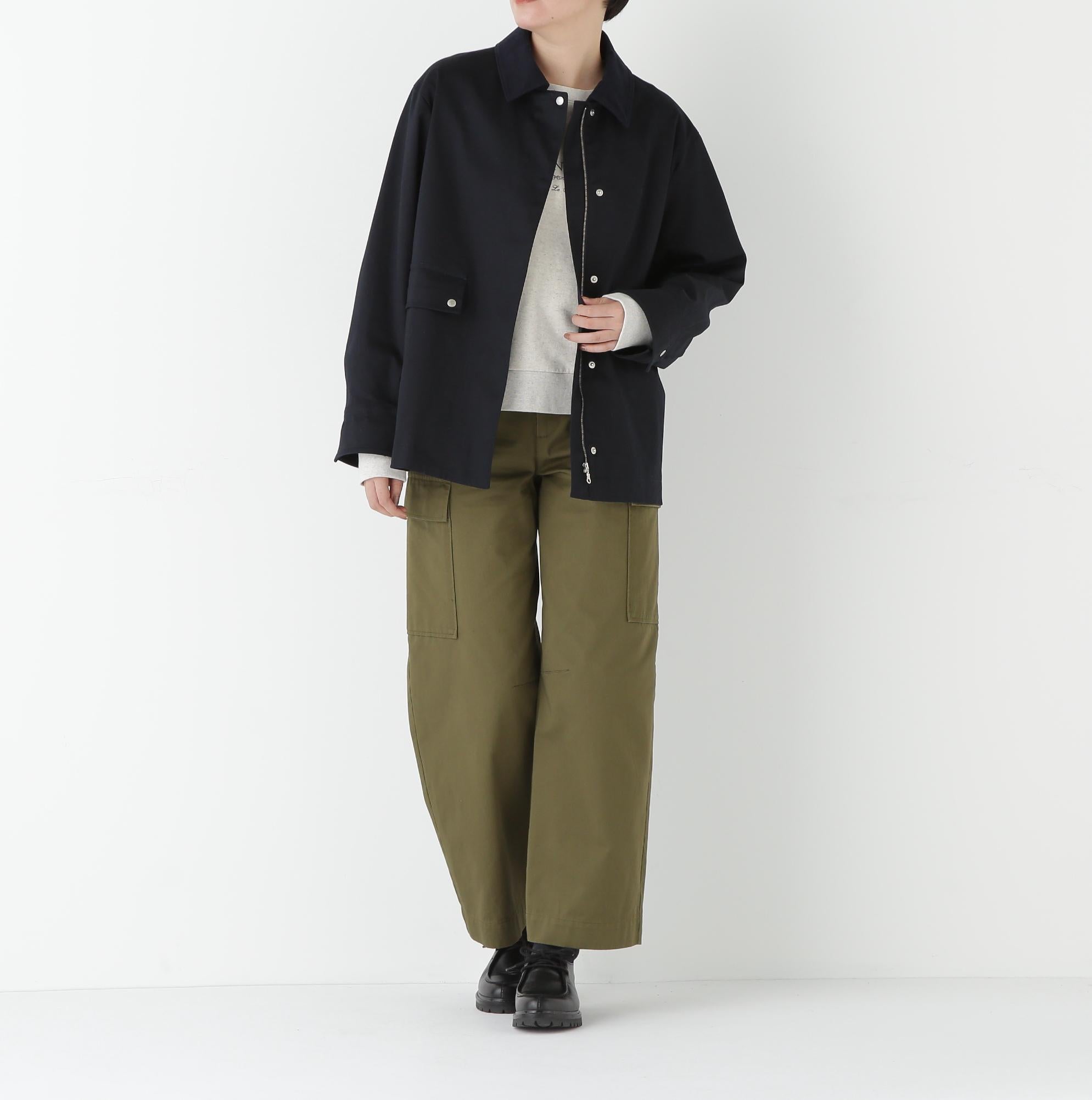 コットンツイルストレッチブルゾン ネイビー×ネイビー