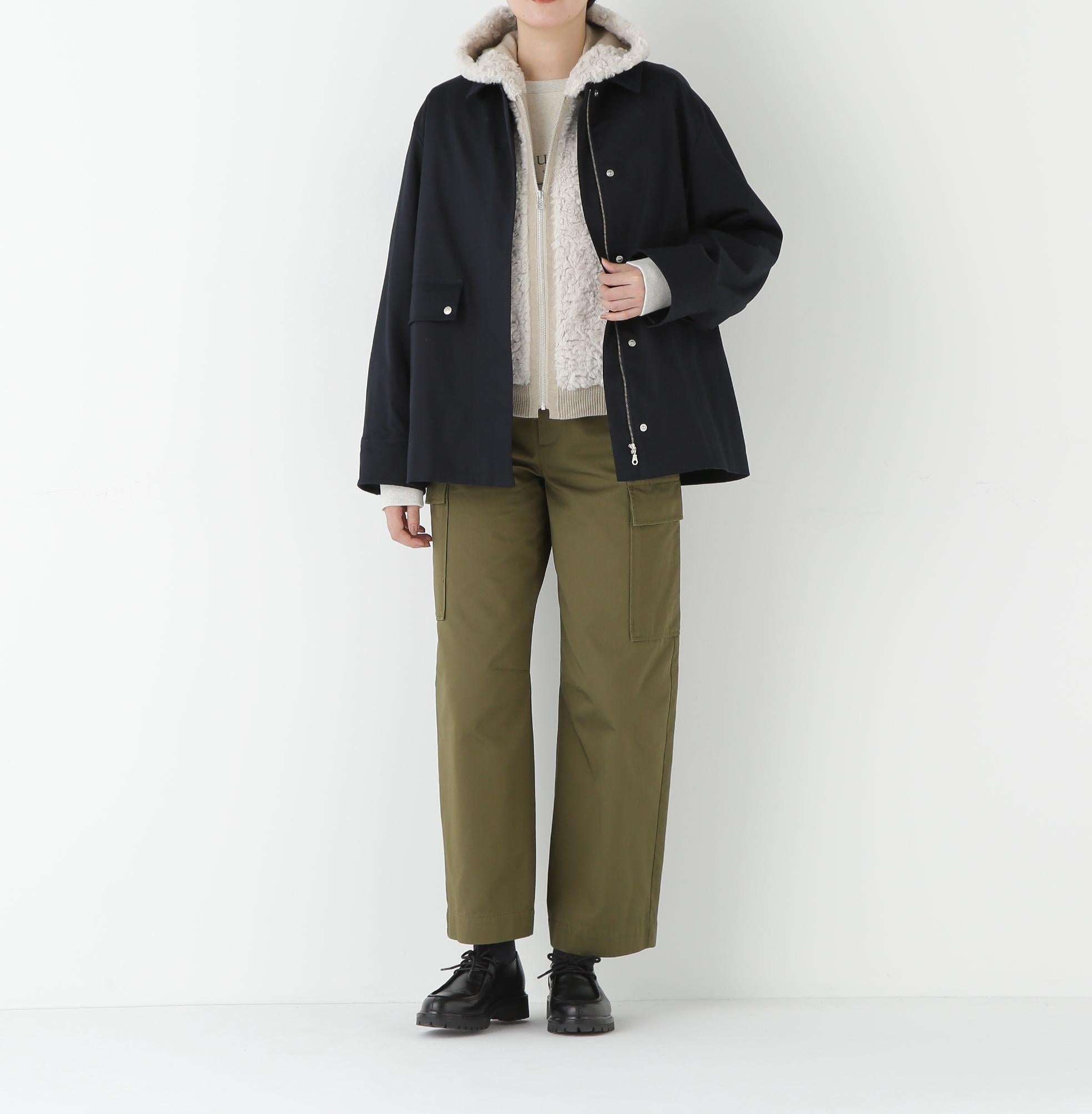 コットンツイルストレッチブルゾン ネイビー×ネイビー