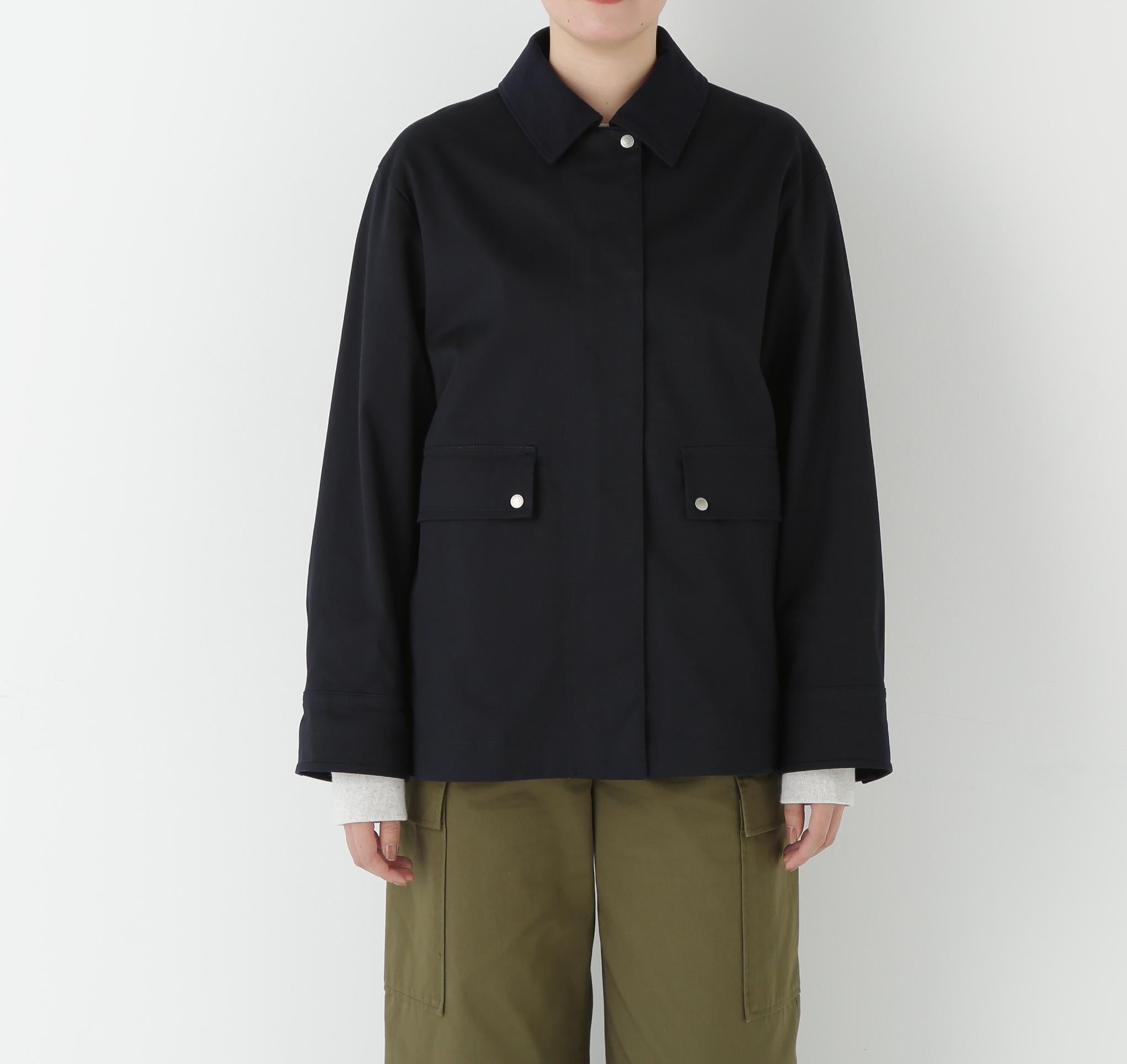 コットンツイルストレッチブルゾン ネイビー×ネイビー