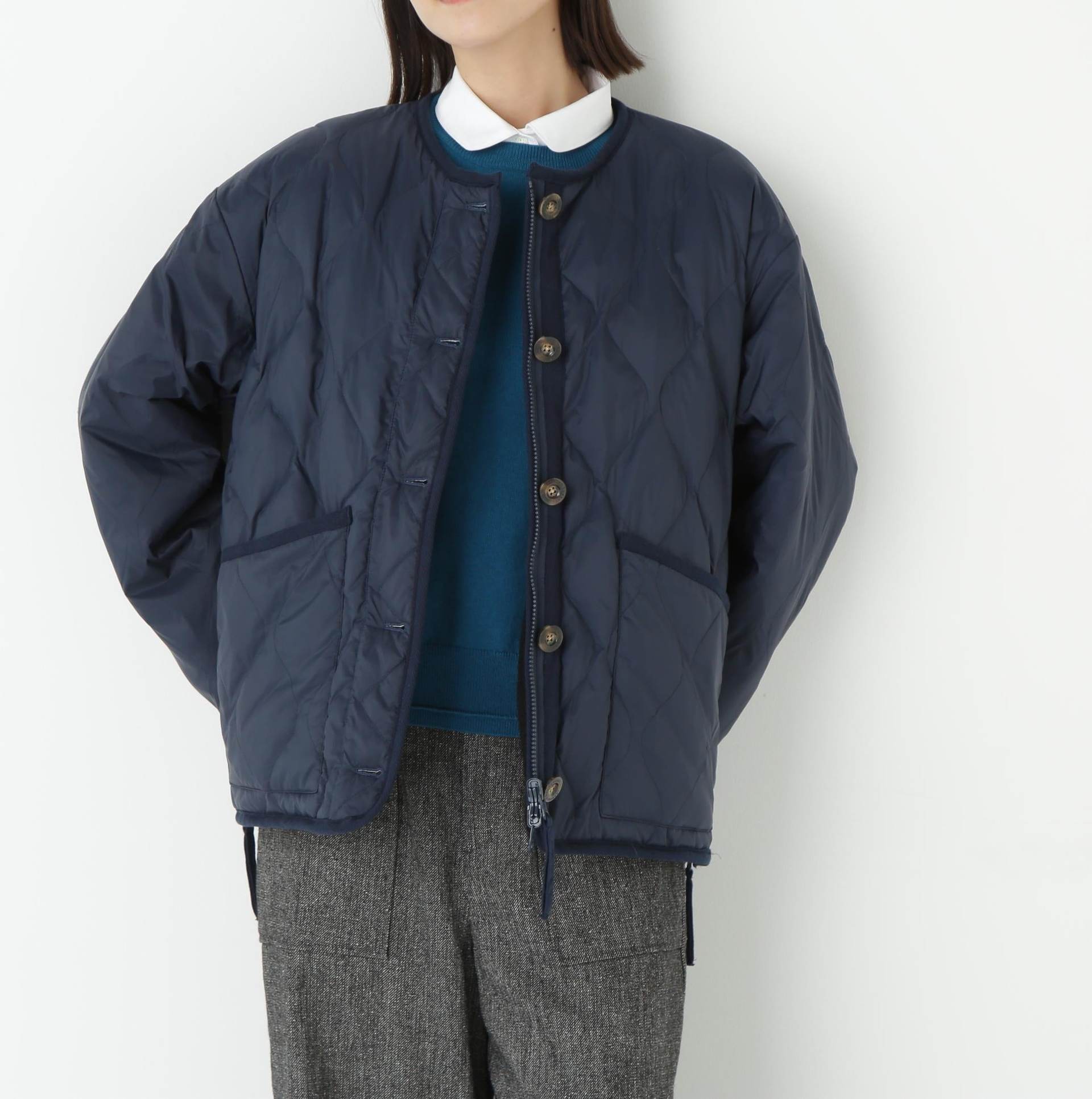 リバーシブルボアダウンブルゾン ダークネイビー×ブラック