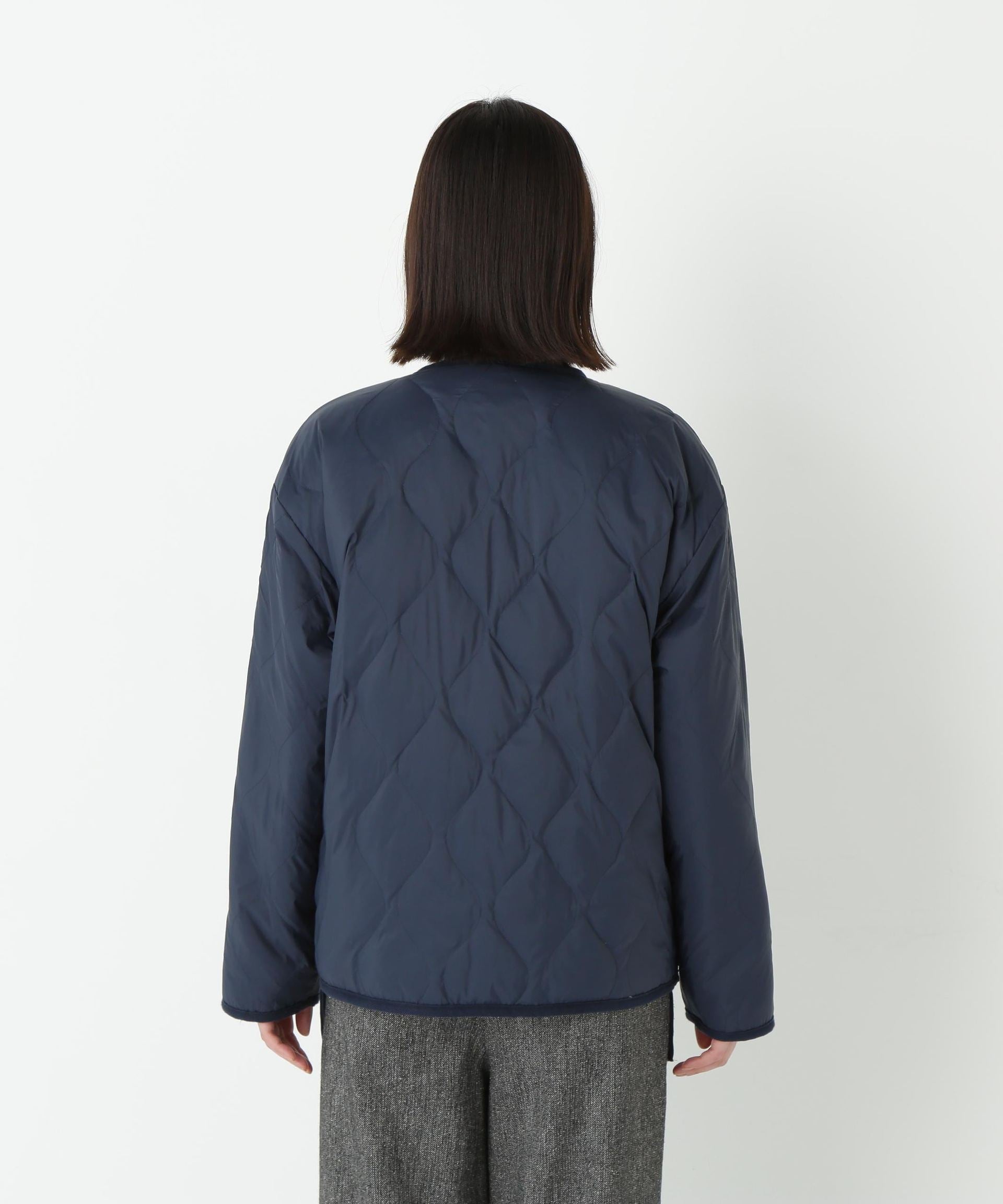 リバーシブルボアダウンブルゾン ダークネイビー×ブラック