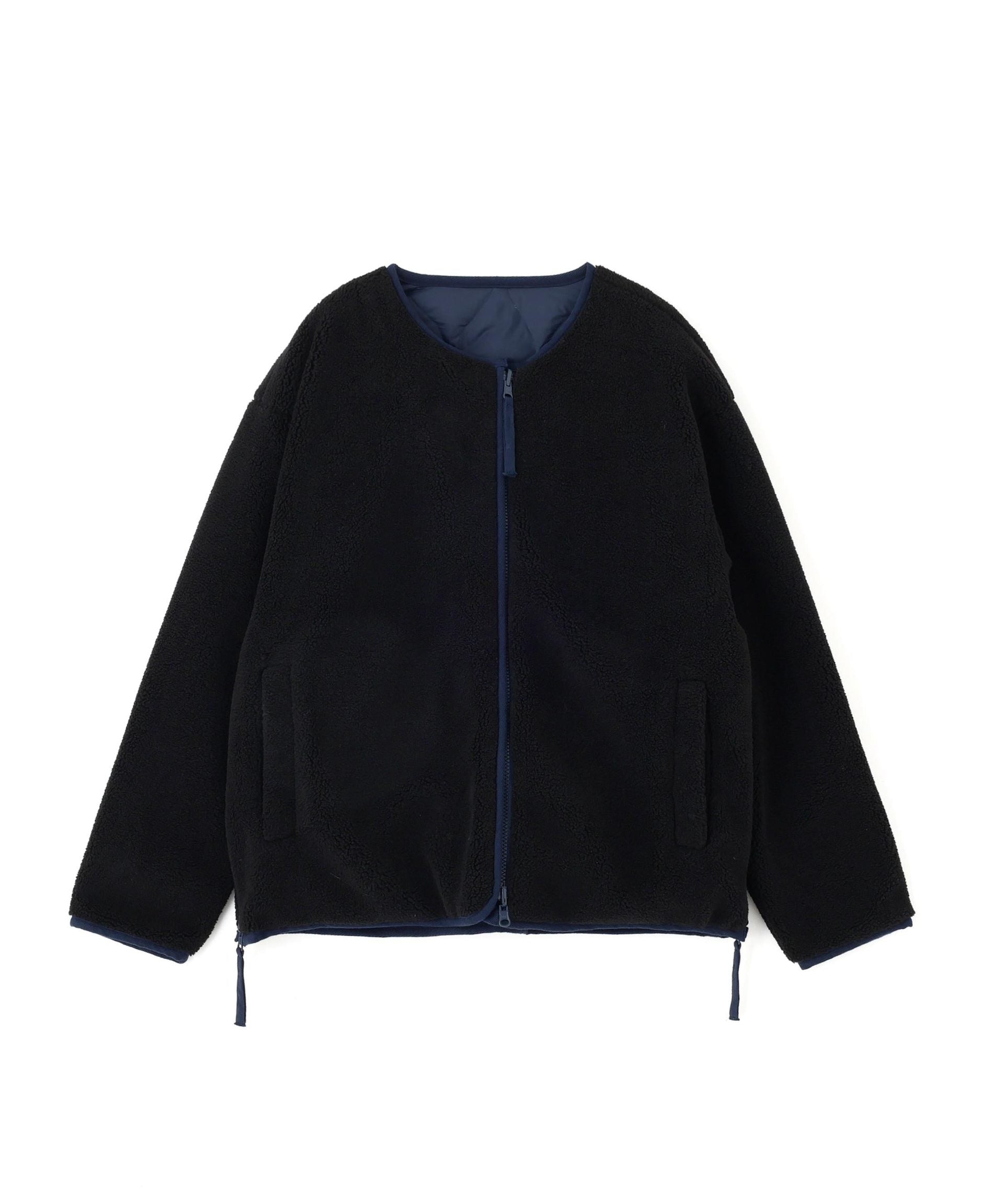 リバーシブルボアダウンブルゾン ダークネイビー×ブラック