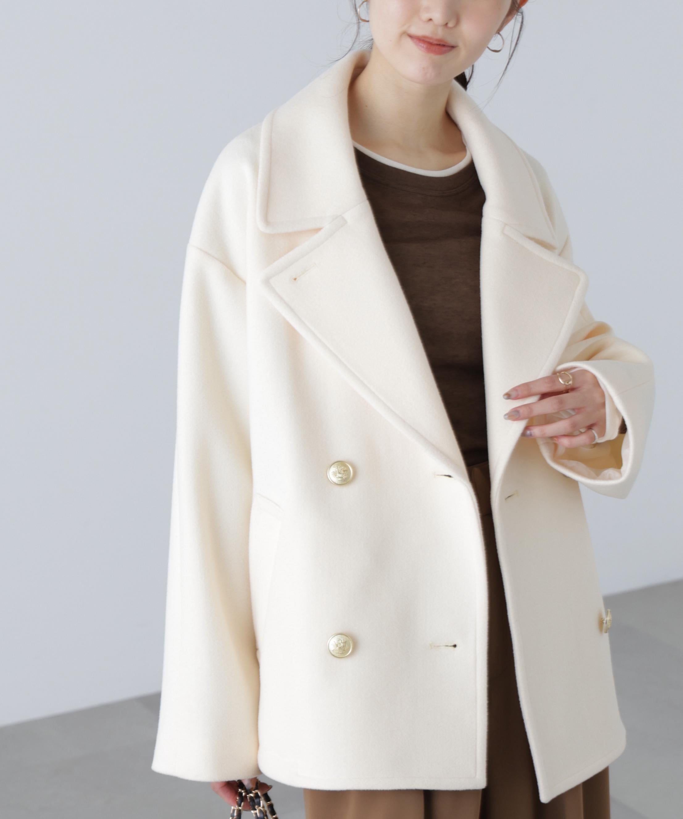 ミドル丈オーバーピーコート〈MFM〉 アイボリー