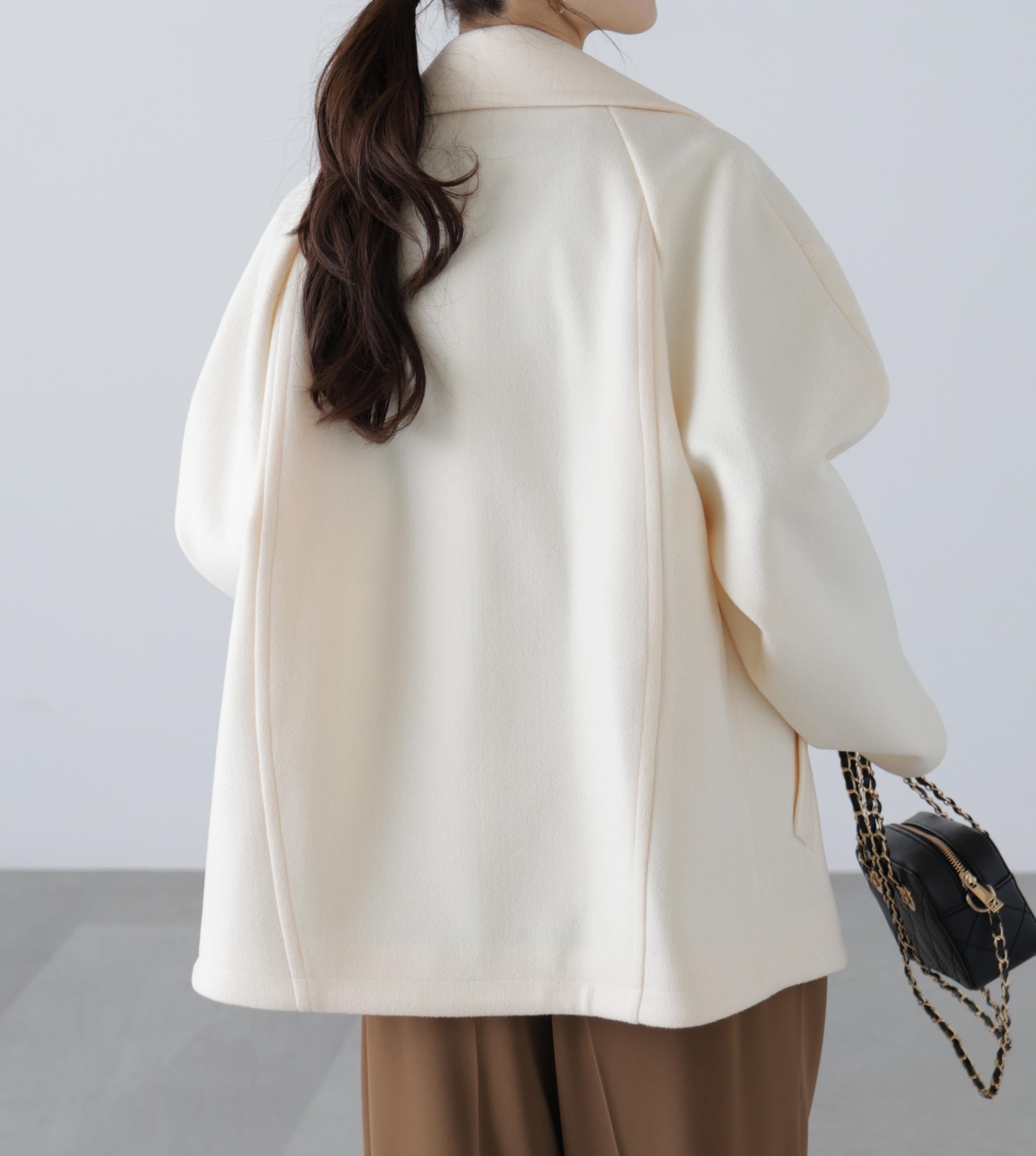 ミドル丈オーバーピーコート〈MFM〉 アイボリー