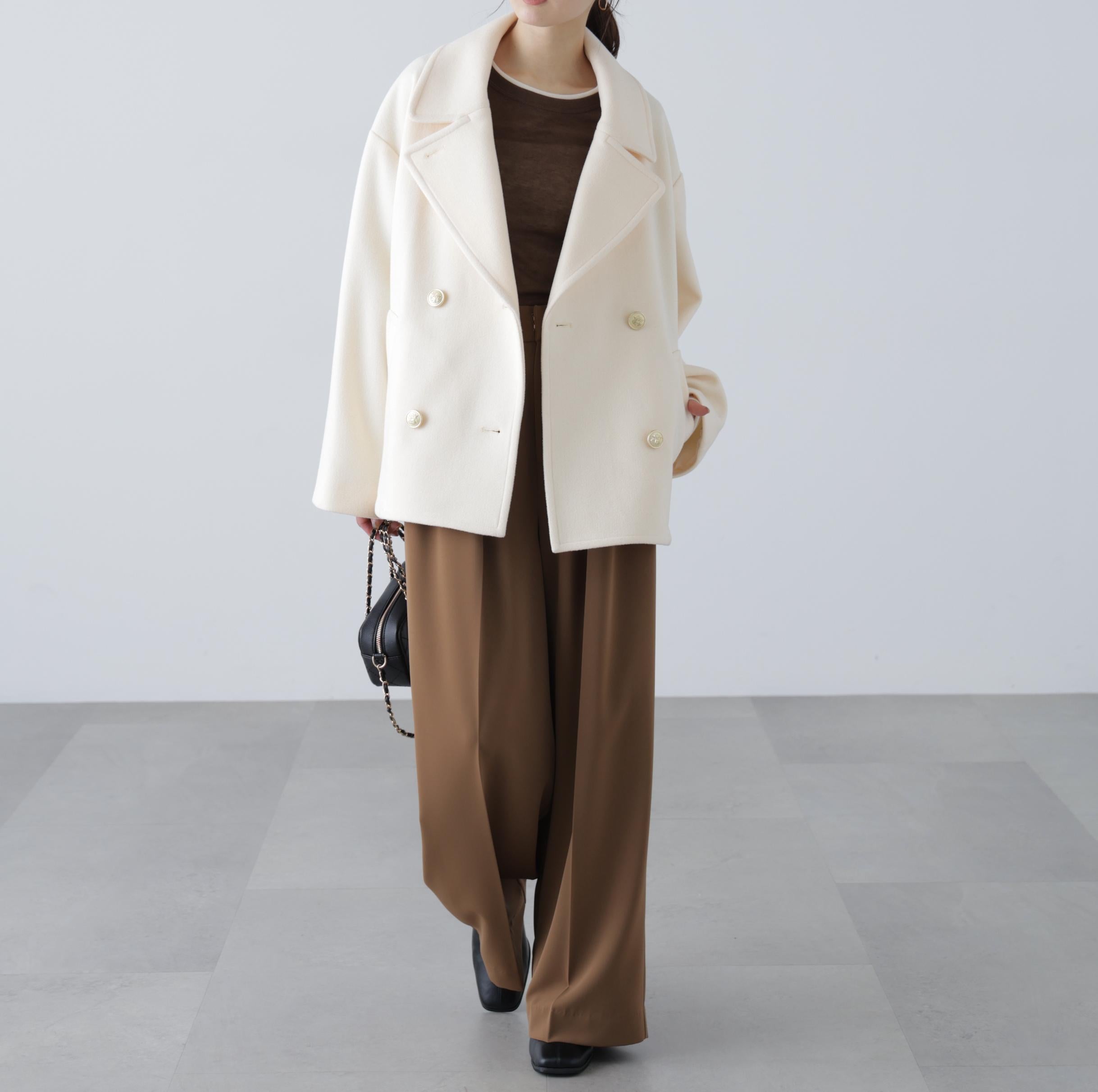 ミドル丈オーバーピーコート〈MFM〉 アイボリー