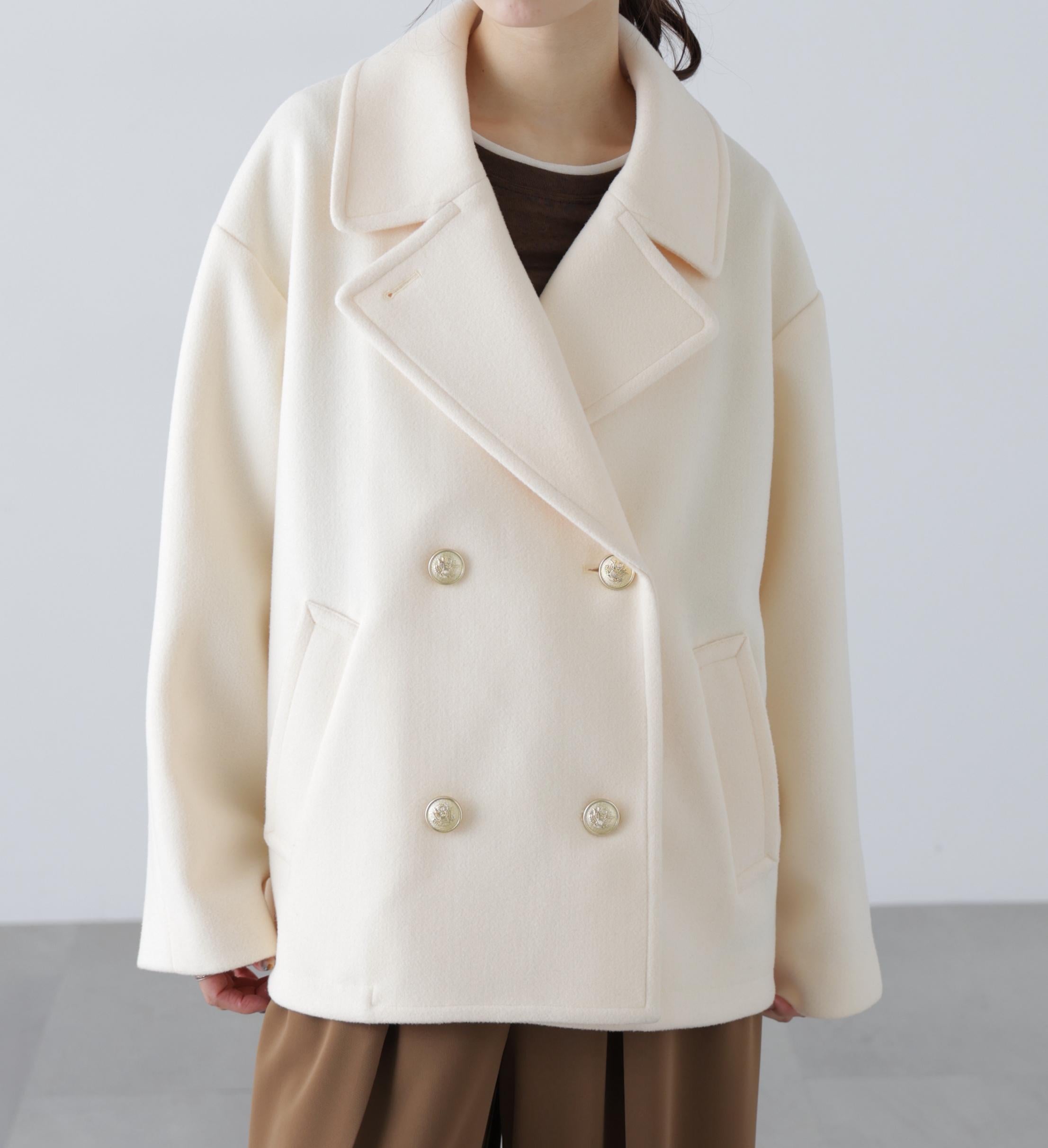 ミドル丈オーバーピーコート〈MFM〉 アイボリー