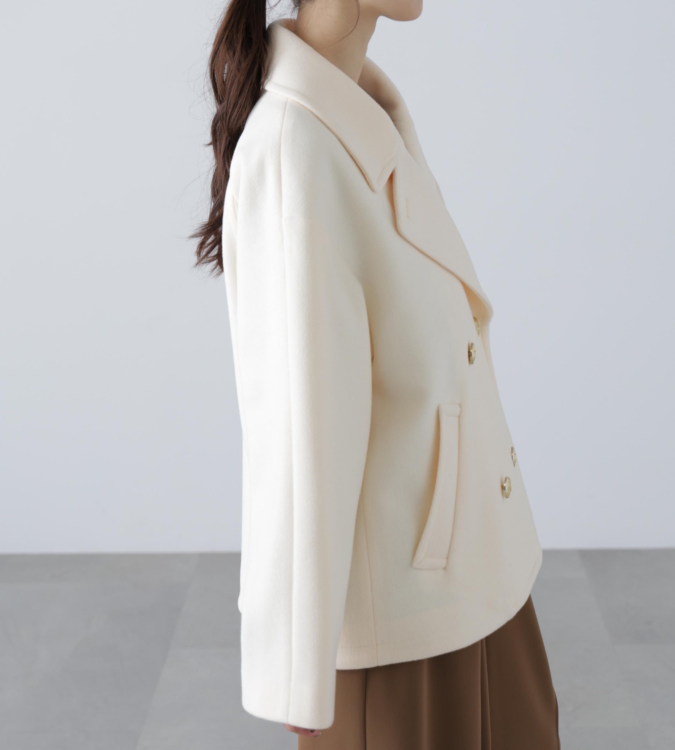 ミドル丈オーバーピーコート〈MFM〉 アイボリー