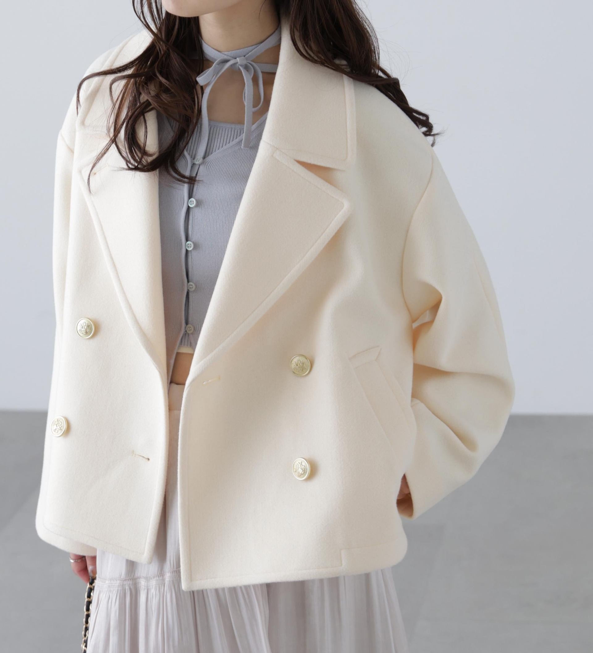 ミドル丈オーバーピーコート〈MFM〉 アイボリー