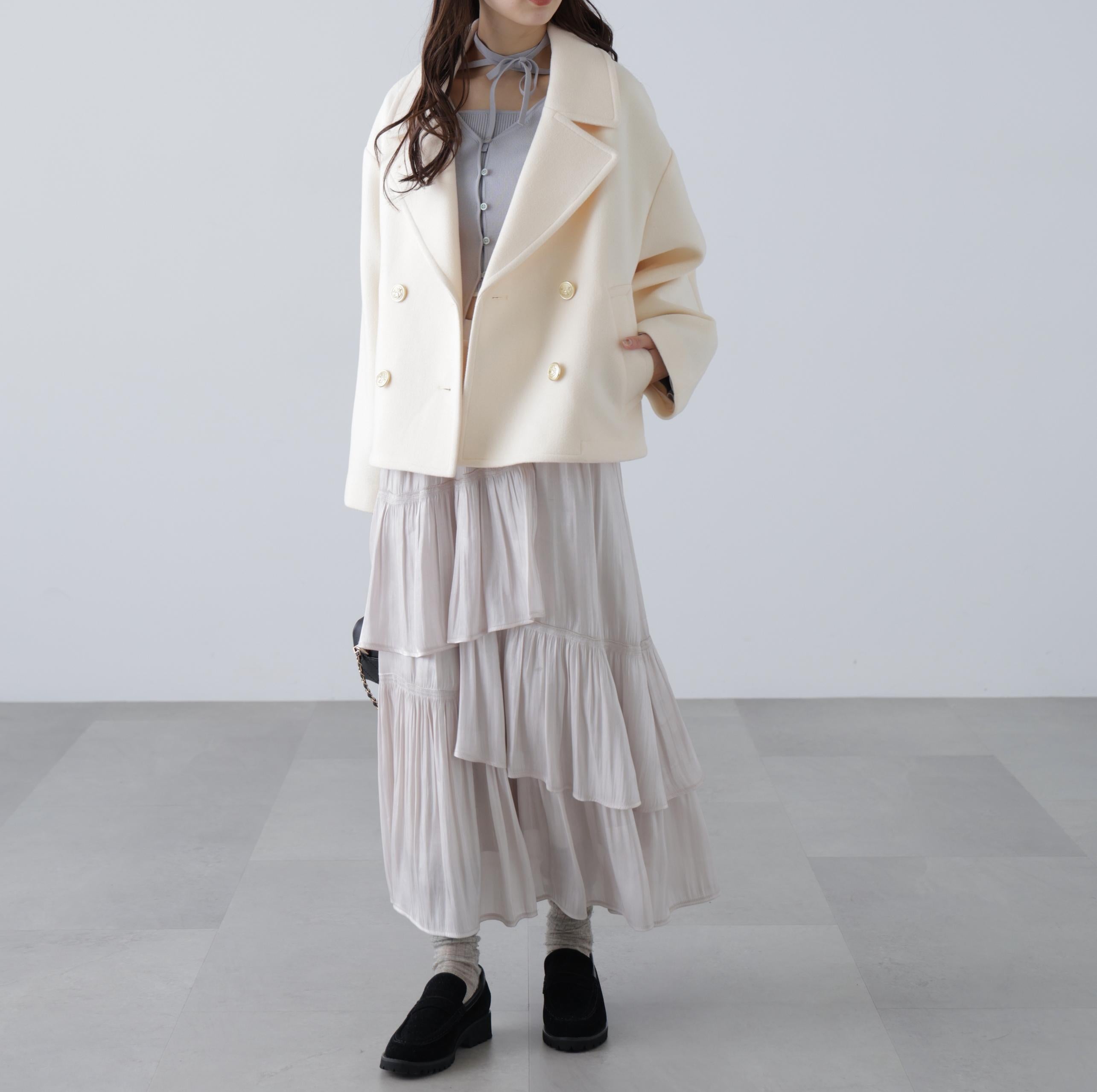 ミドル丈オーバーピーコート〈MFM〉 アイボリー