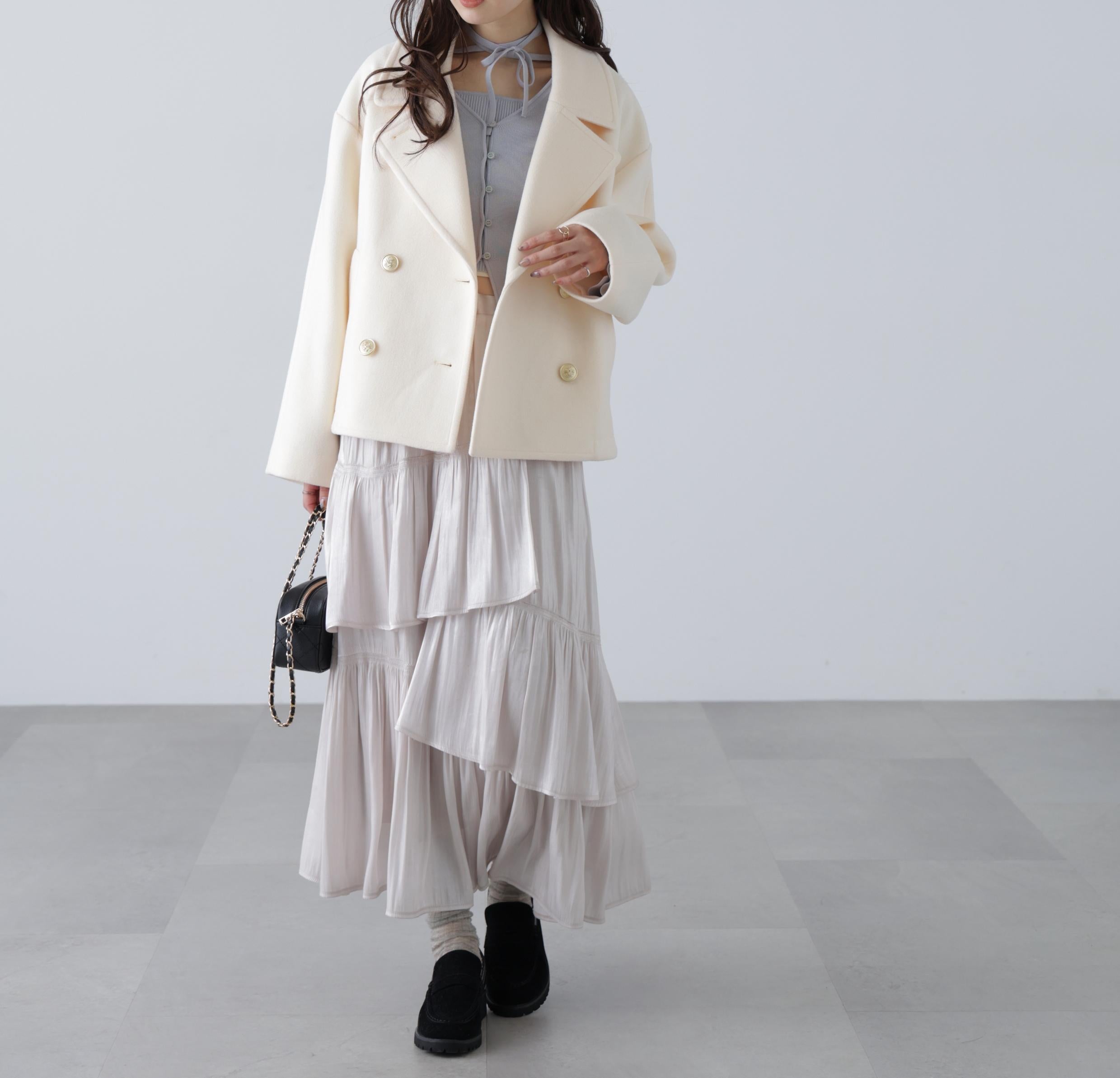 ミドル丈オーバーピーコート〈MFM〉 アイボリー