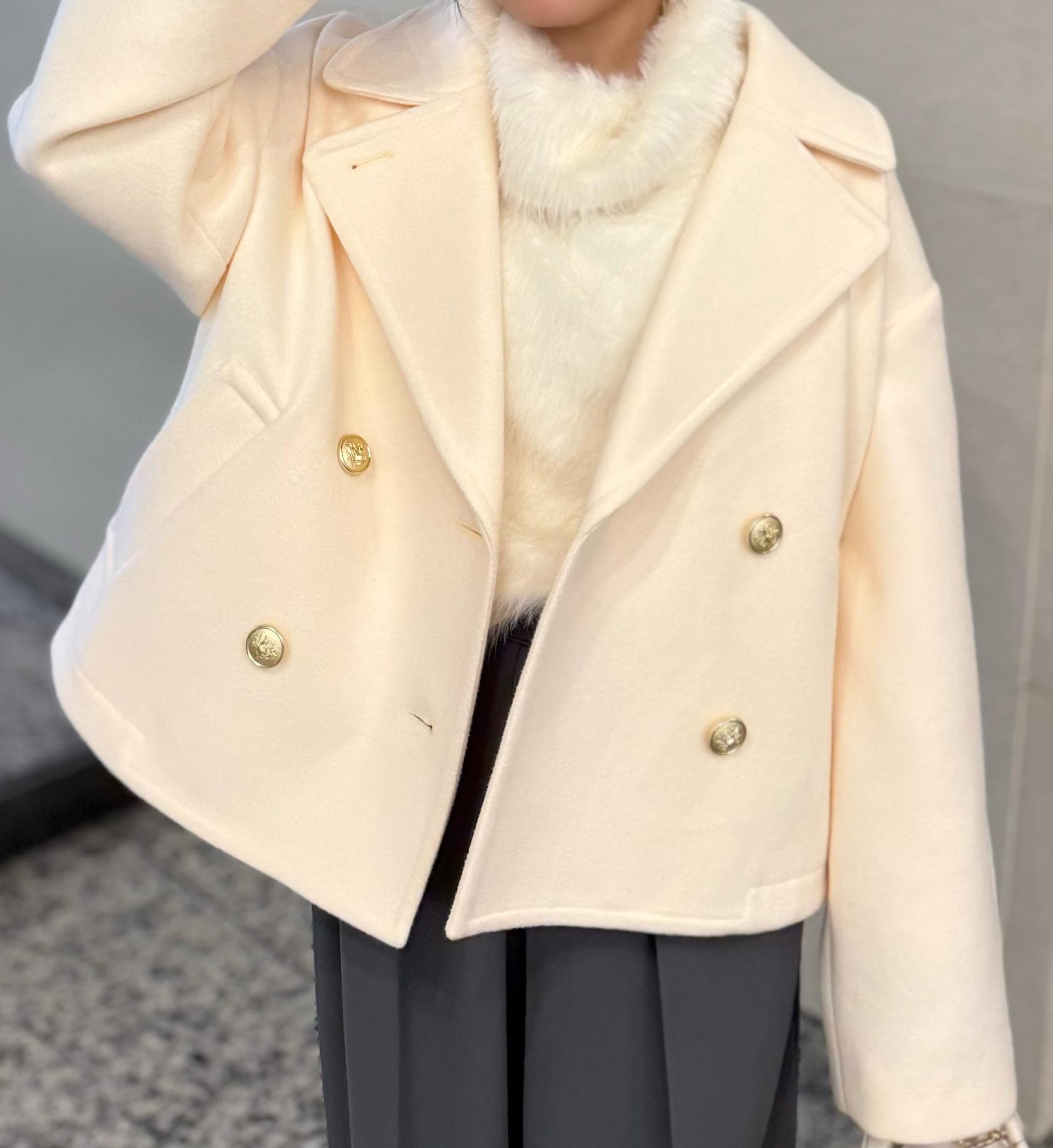 ミドル丈オーバーピーコート〈MFM〉 アイボリー