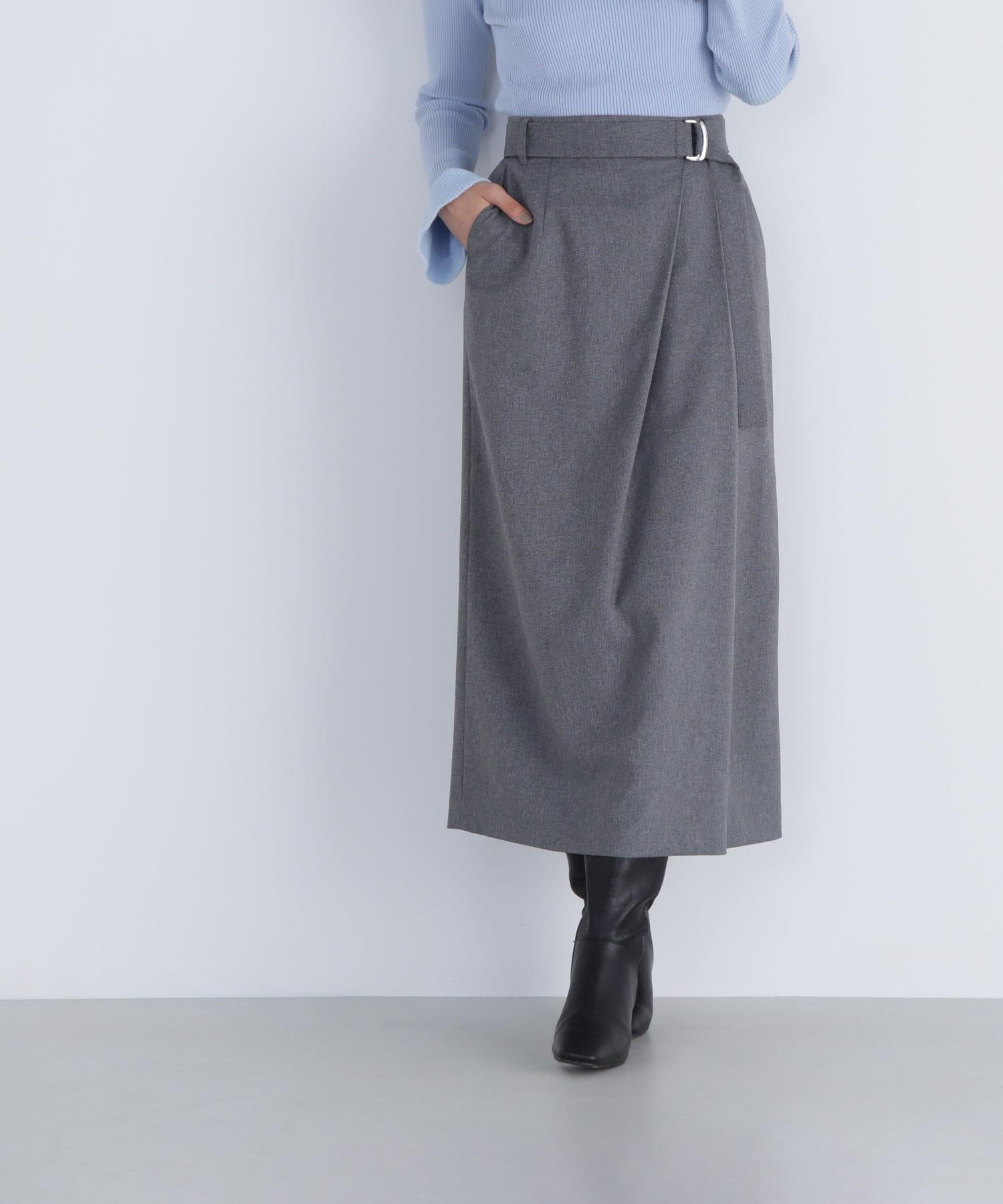 ベルテッドタックナロースカート グレー2