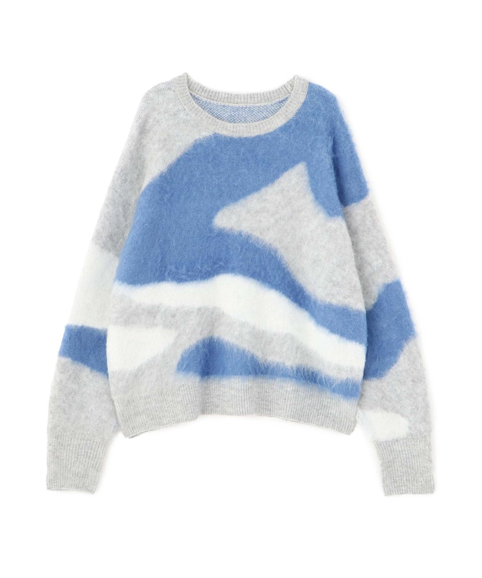 起毛ニュアンス柄ニット グレー