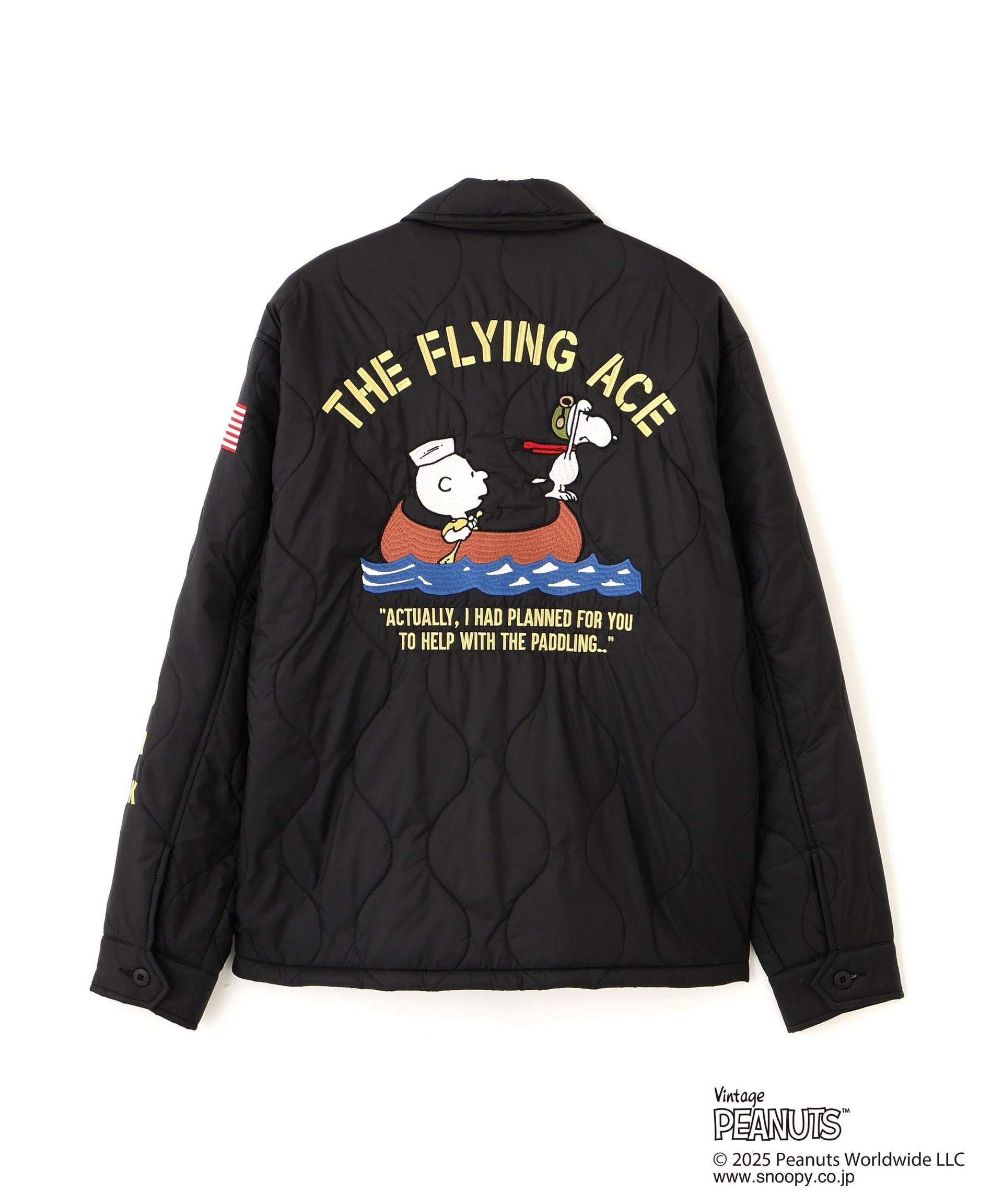 《AVIREX × PEANUTS》QUILTING JACKET ”FLYING ACE” ブラック