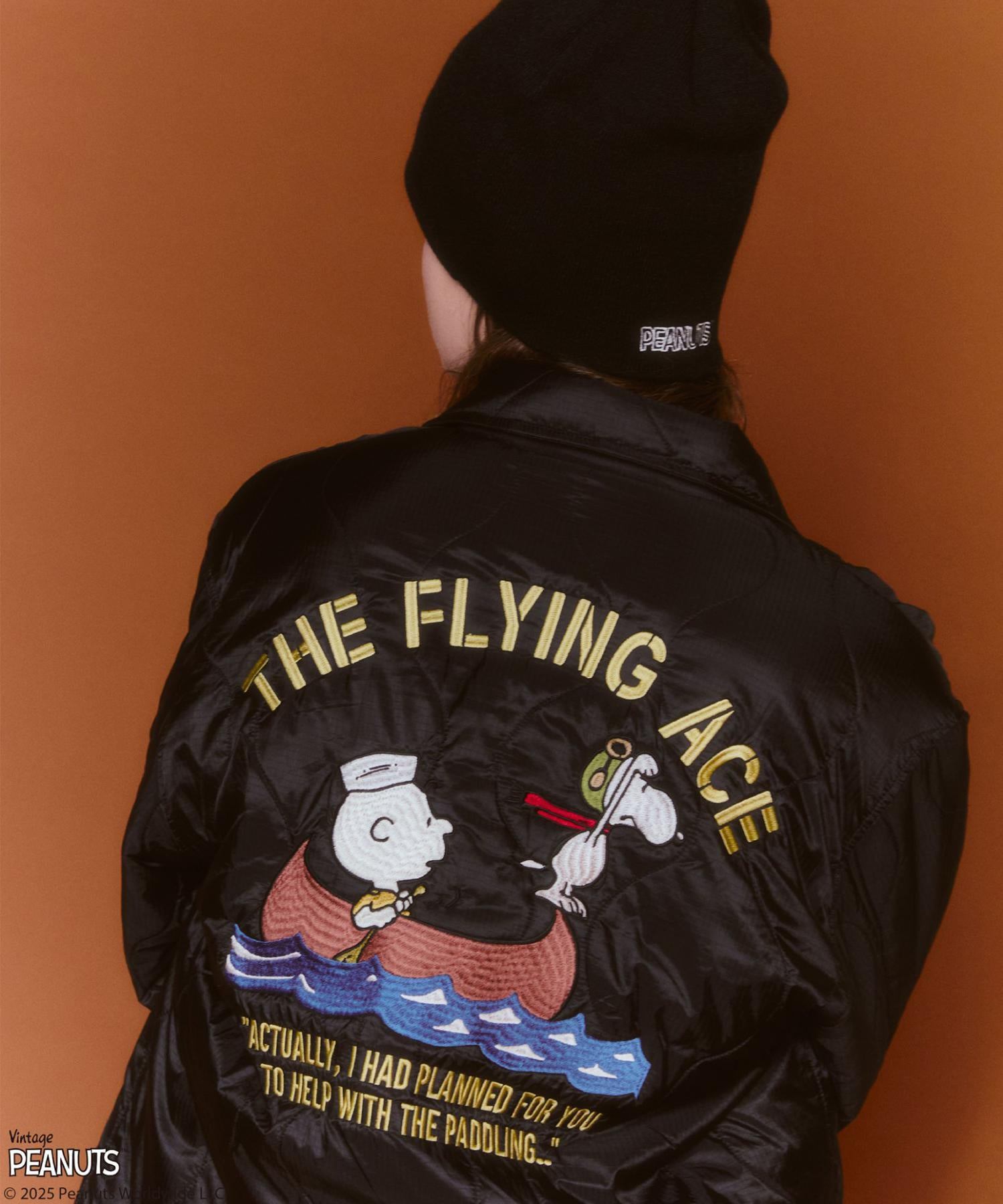《AVIREX × PEANUTS》QUILTING JACKET ”FLYING ACE” ブラック