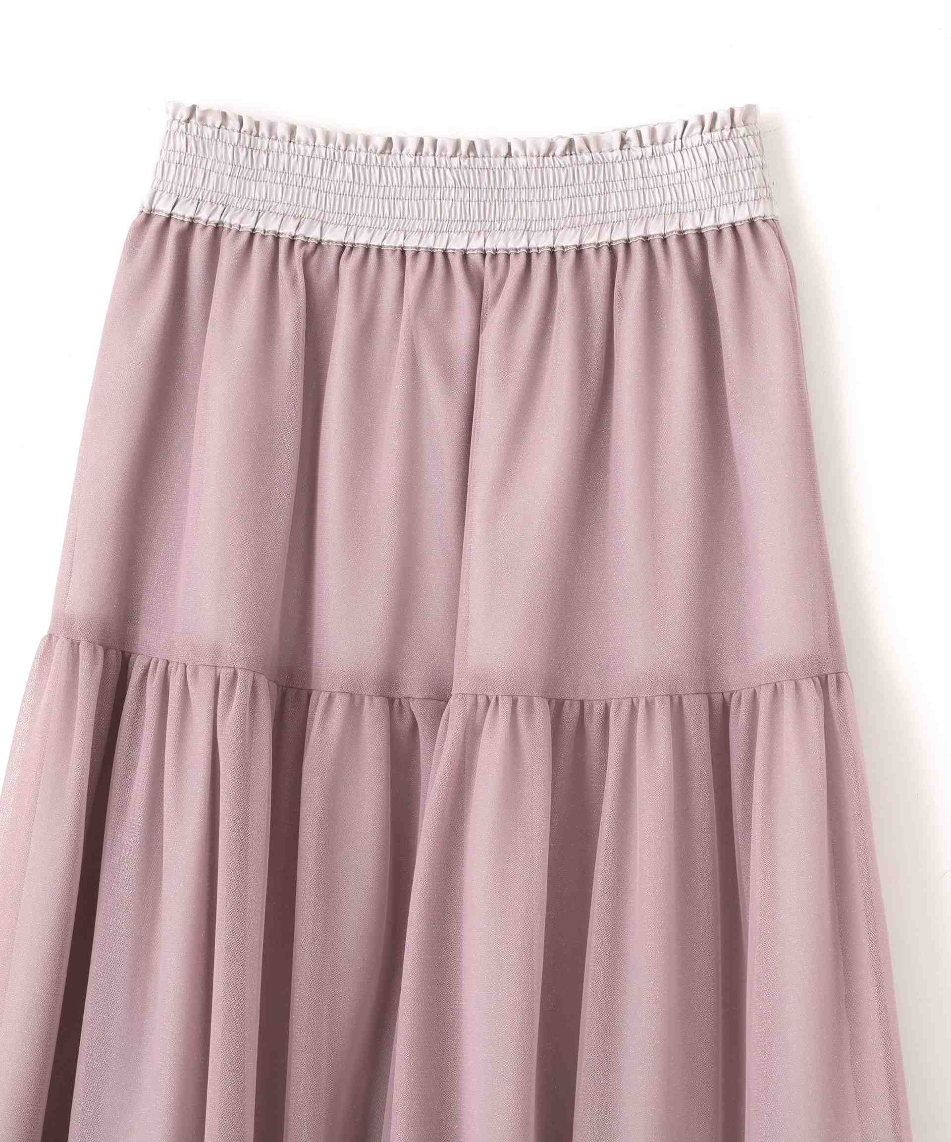 ラメチュールティアードスカート ピンク