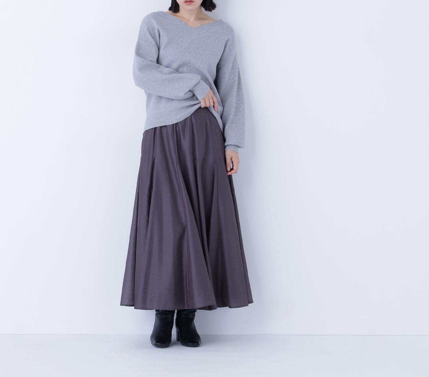 シャイニーシアーボイルスカート チャコール1