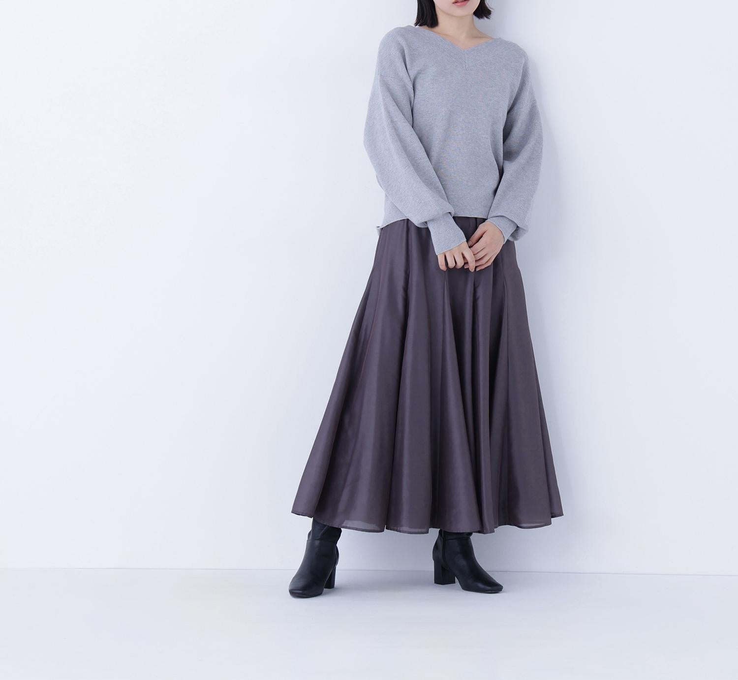 シャイニーシアーボイルスカート チャコール1