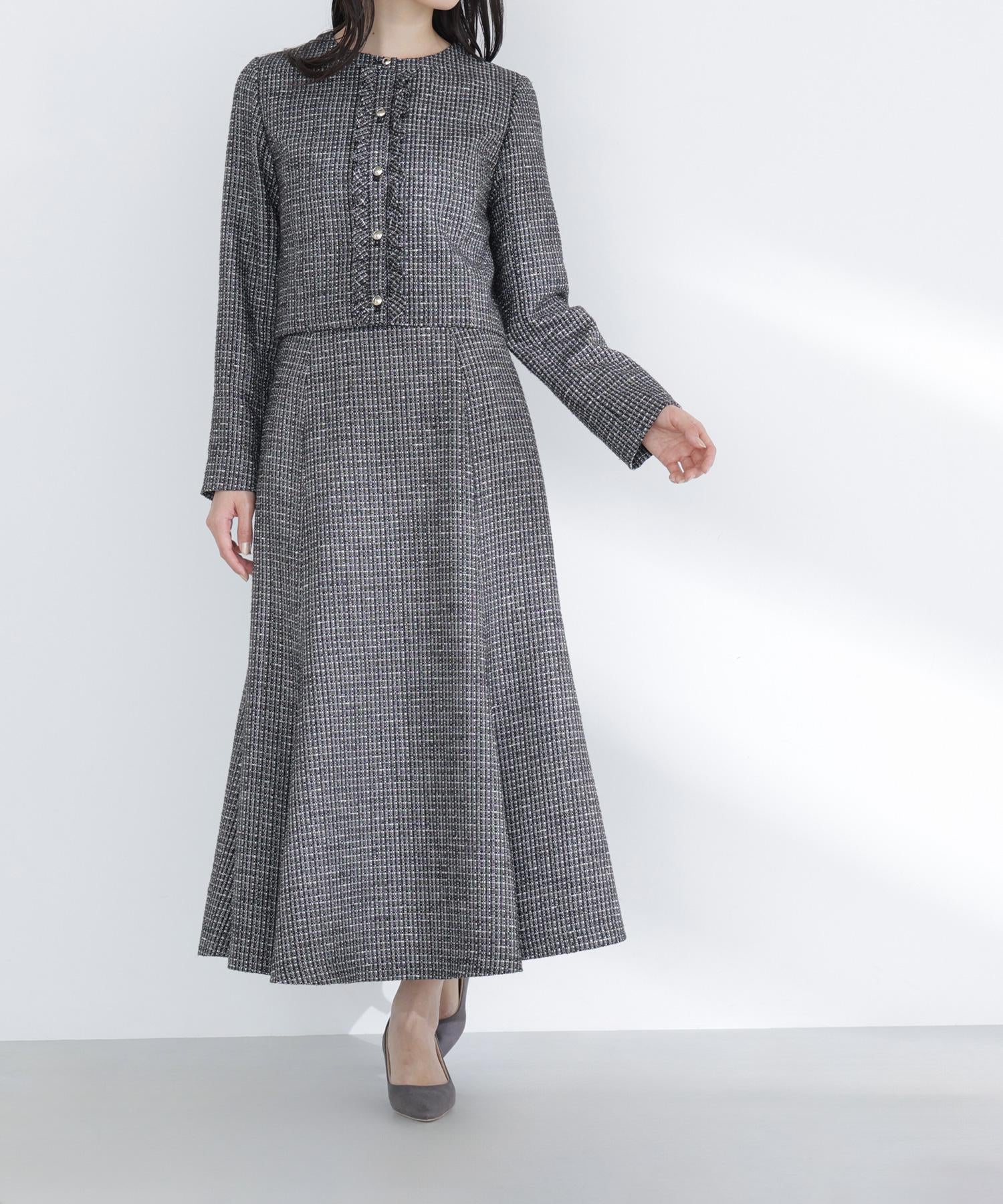 スプリングツイード SETUP スカート クロ系2