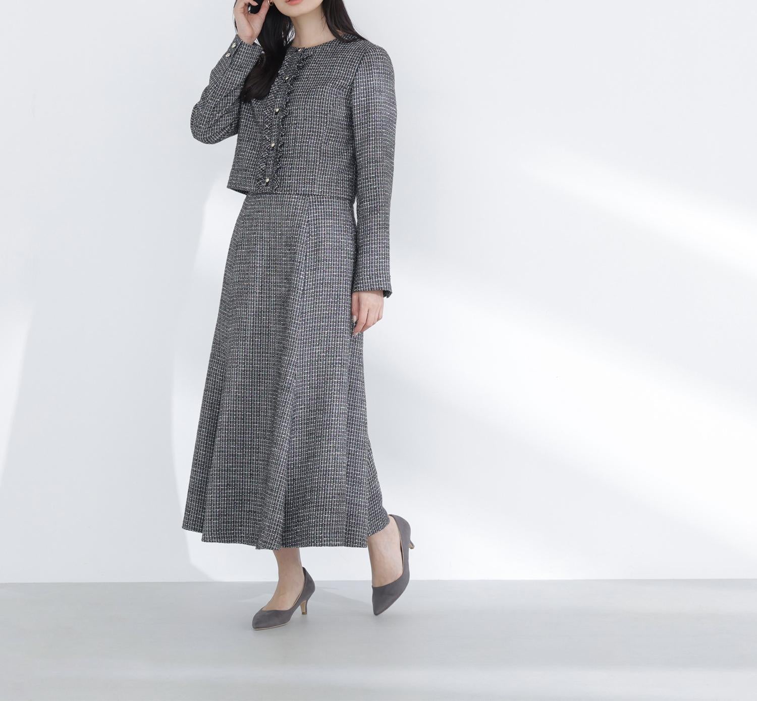 スプリングツイード SETUP スカート クロ系2