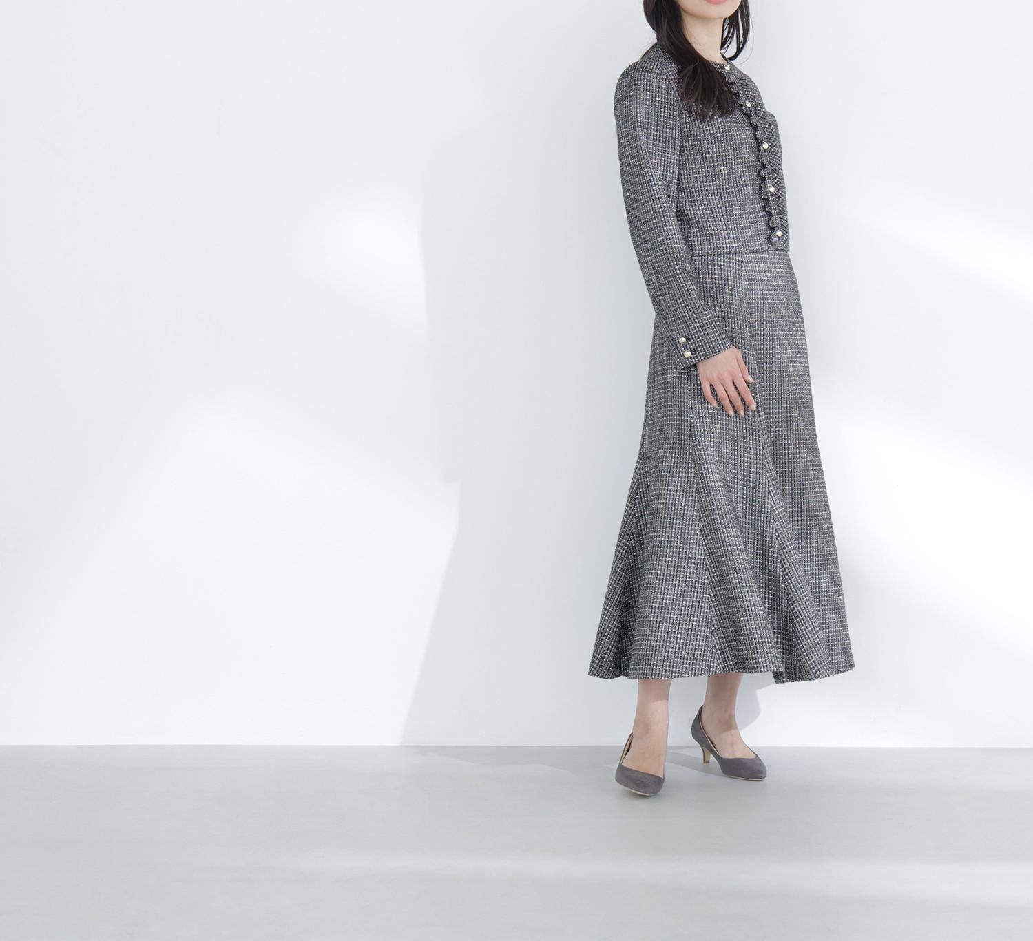 スプリングツイード SETUP スカート クロ系2