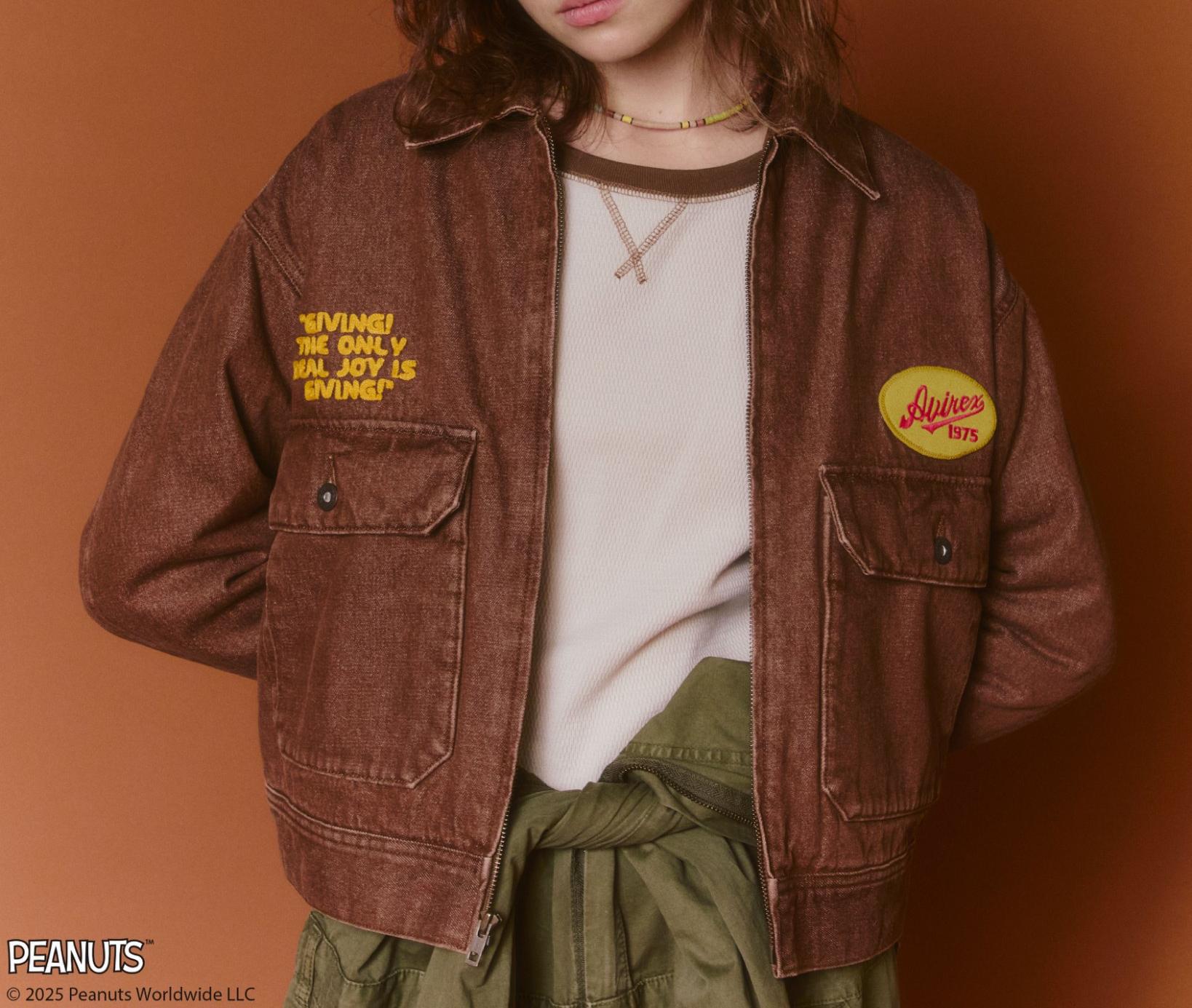 《AVIREX × PEANUTS》DENIM WORK JACKET / デニムワークジャケット / ピーナッツ / アヴィレックス ブラウン