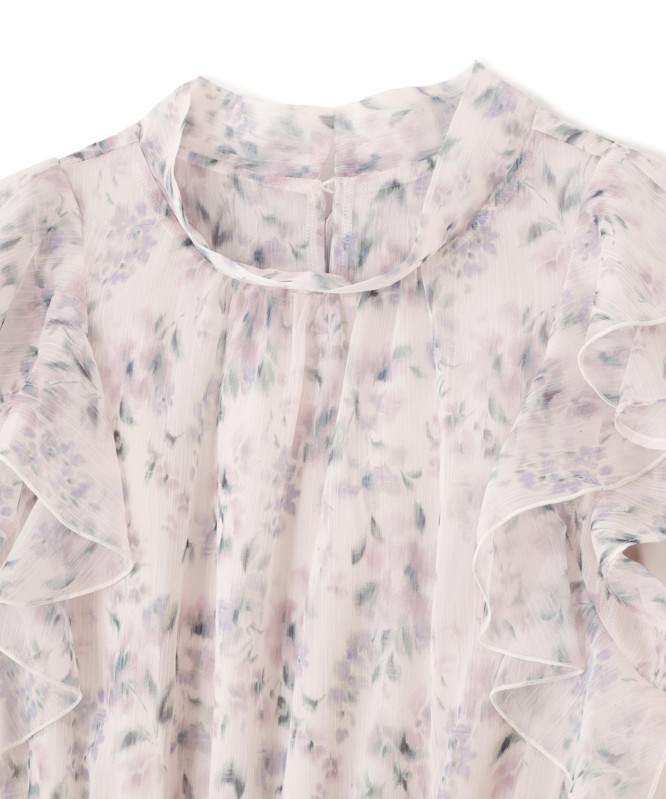 ぼかしフラワープリントワンピース ピンク1