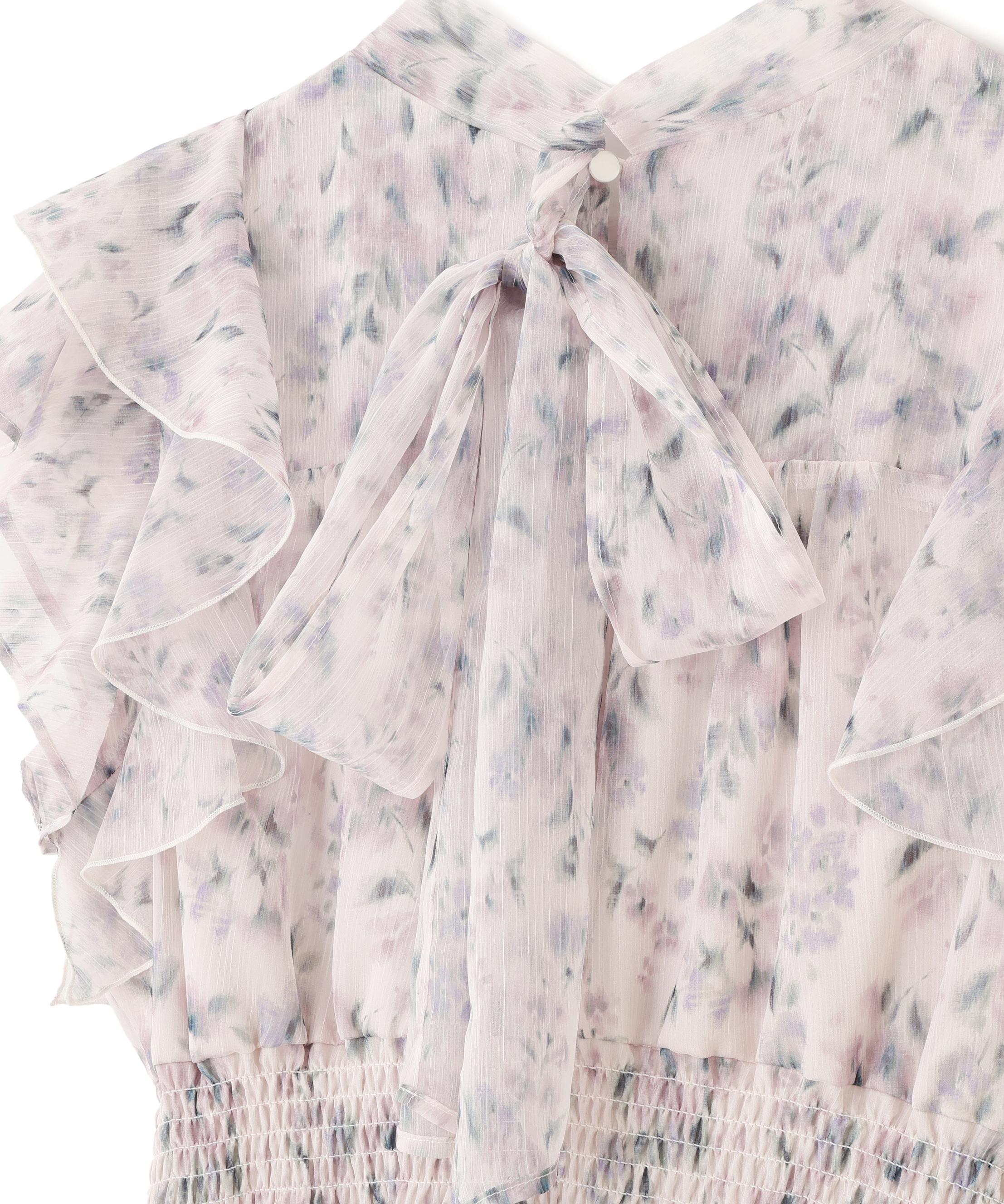 ぼかしフラワープリントワンピース ピンク1