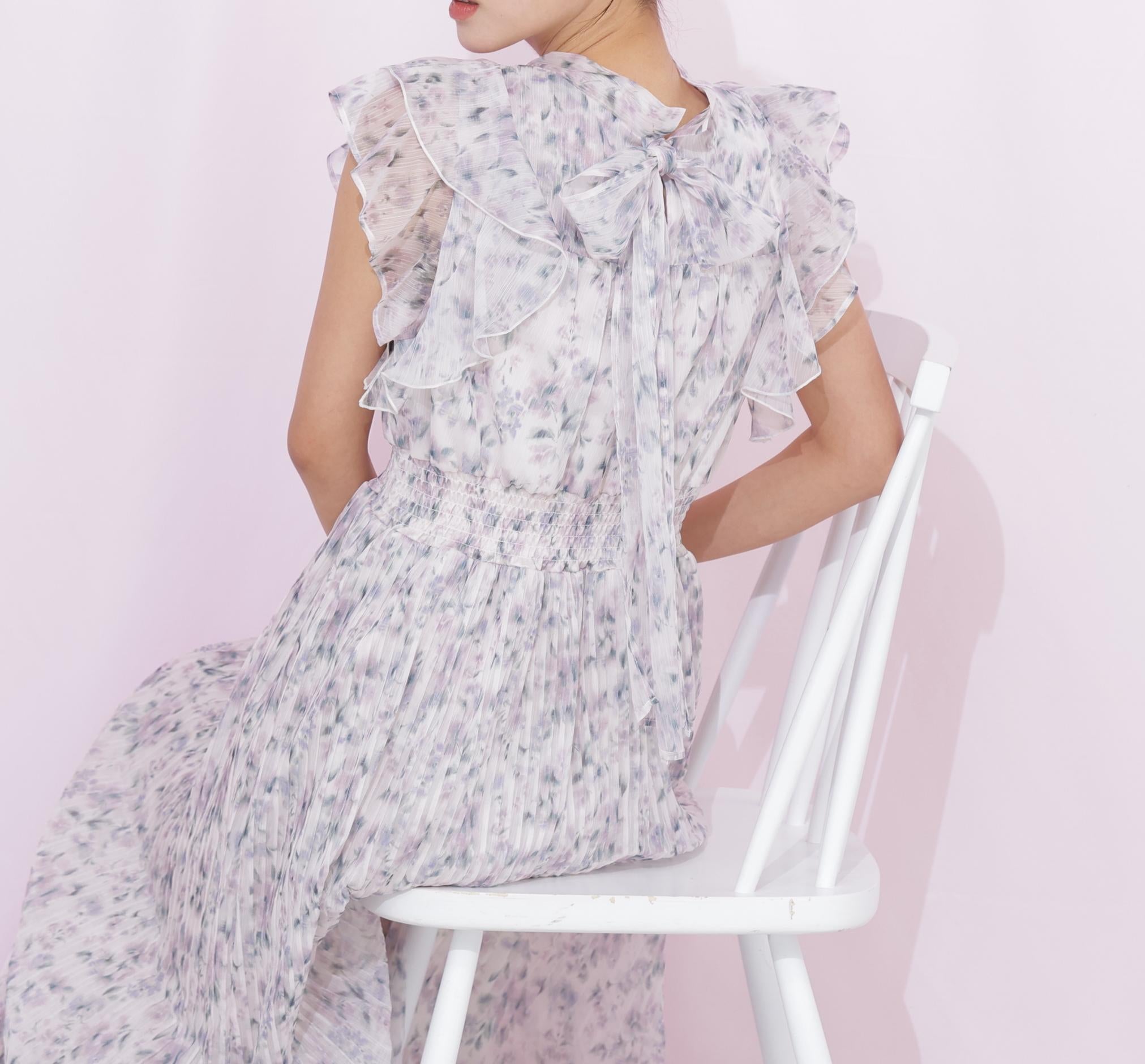 ぼかしフラワープリントワンピース ピンク1