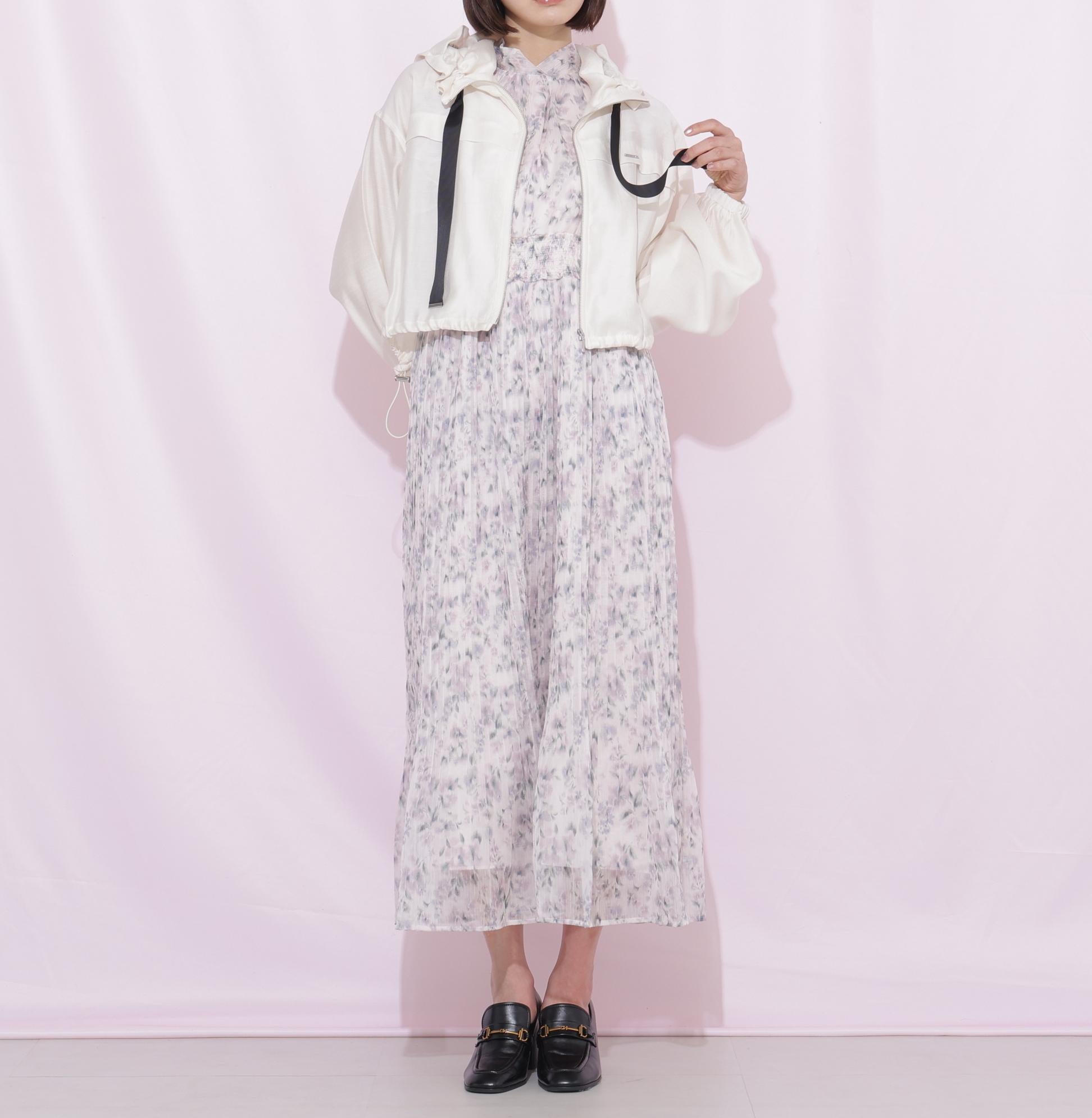 ぼかしフラワープリントワンピース ピンク1