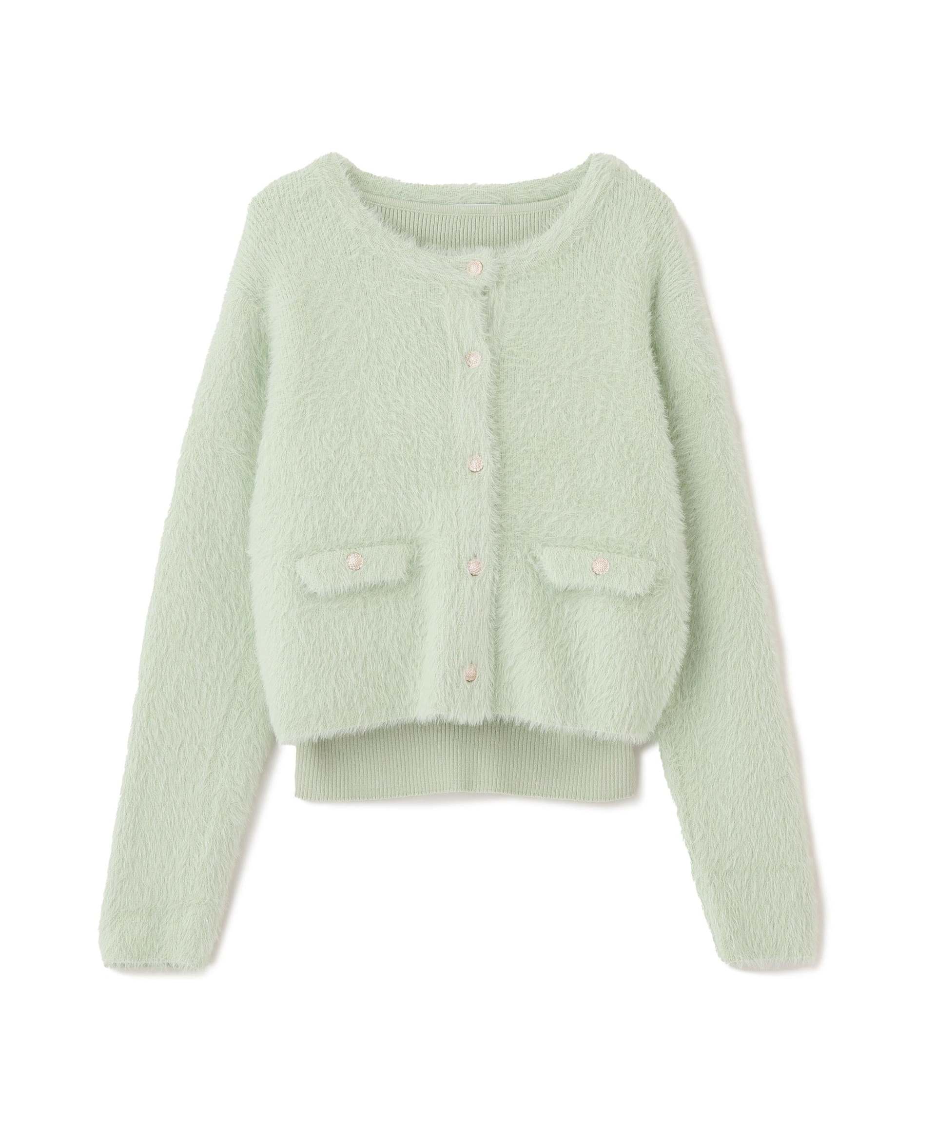 '“ふわ&リブ”アンサンブルニット ライトグリーン