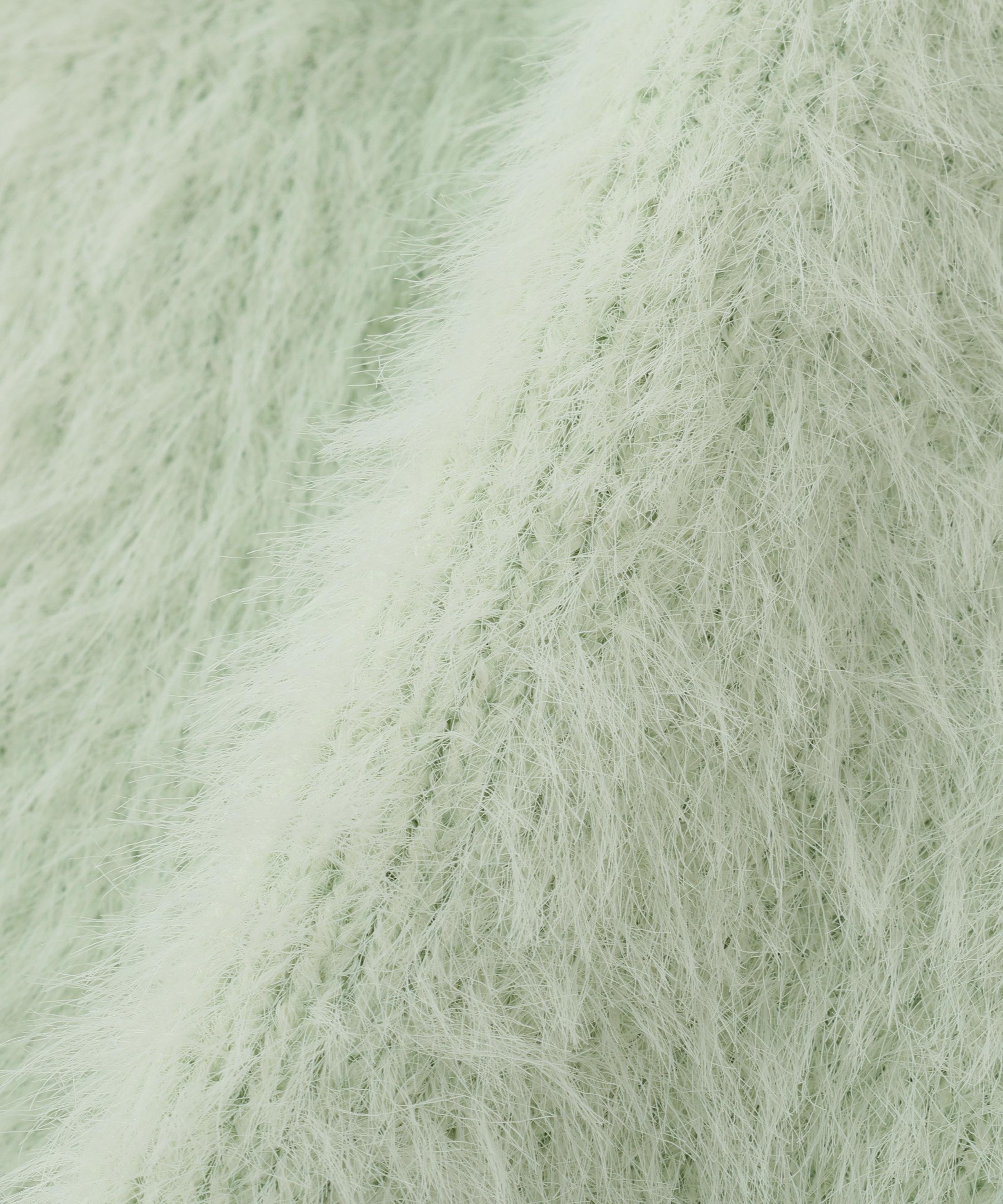 “ふわ&リブ”アンサンブルニット ライトグリーン