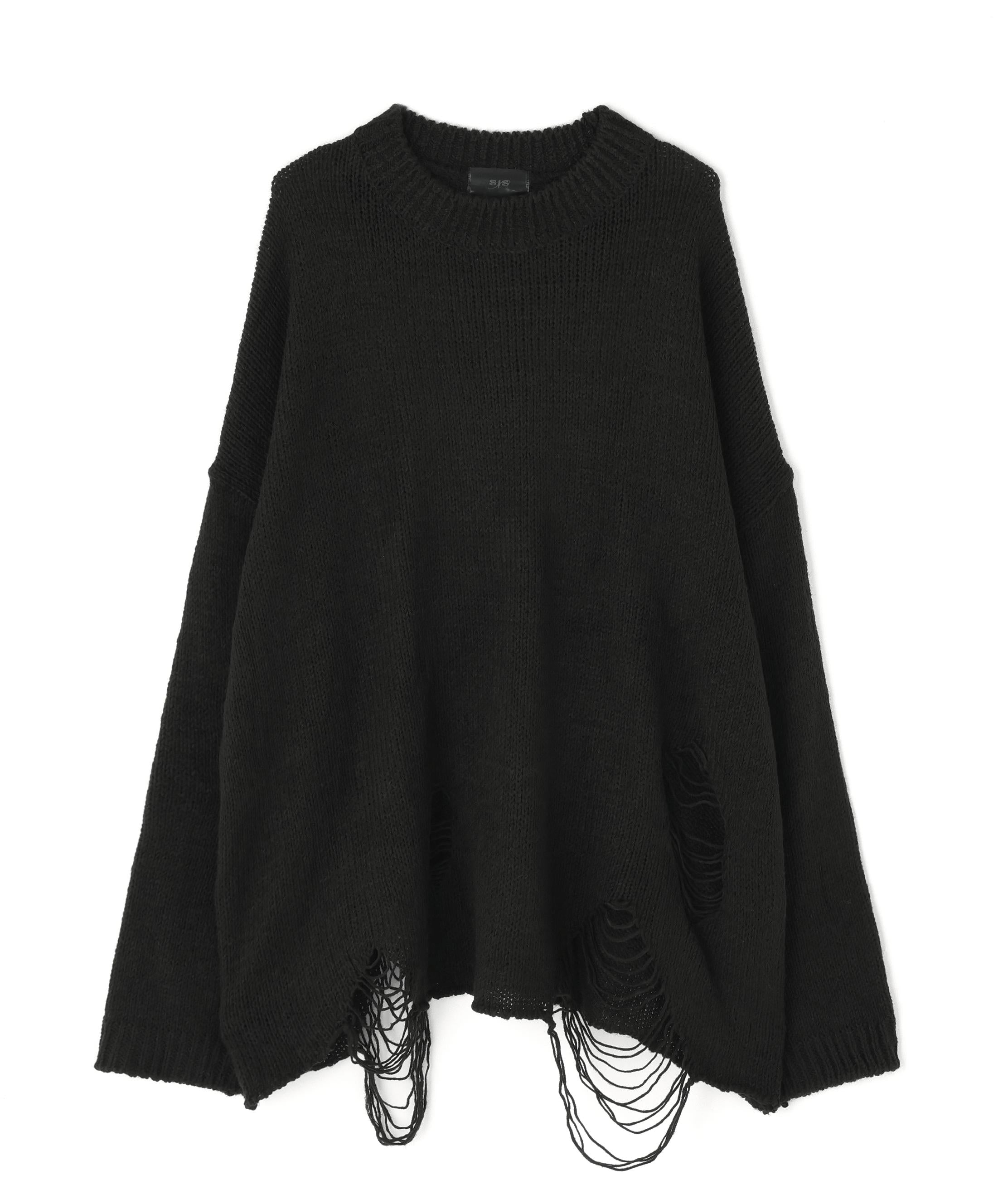 SIS/エスアイエス/Damage Knit ブラック