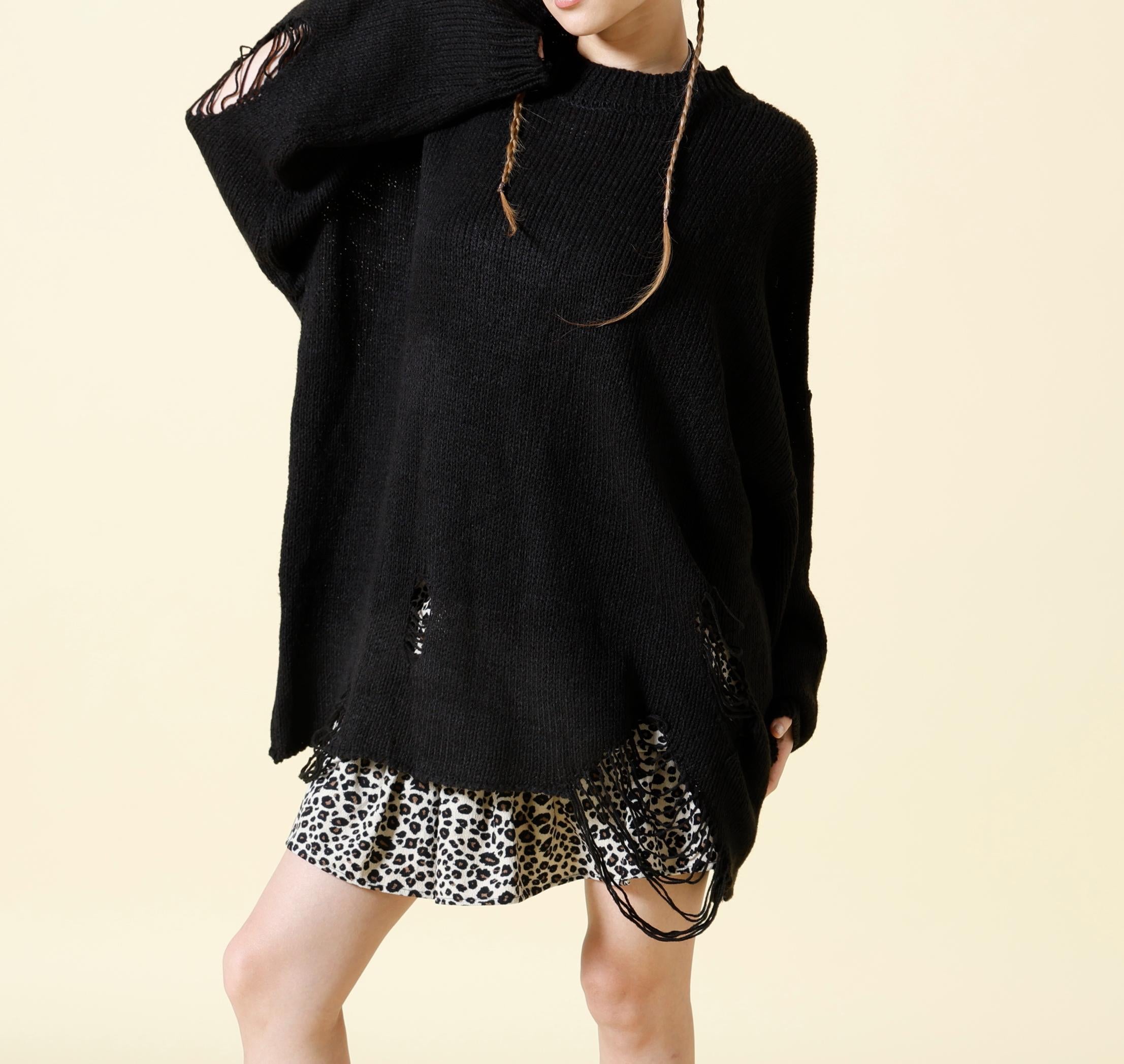 SIS/エスアイエス/Damage Knit ブラック