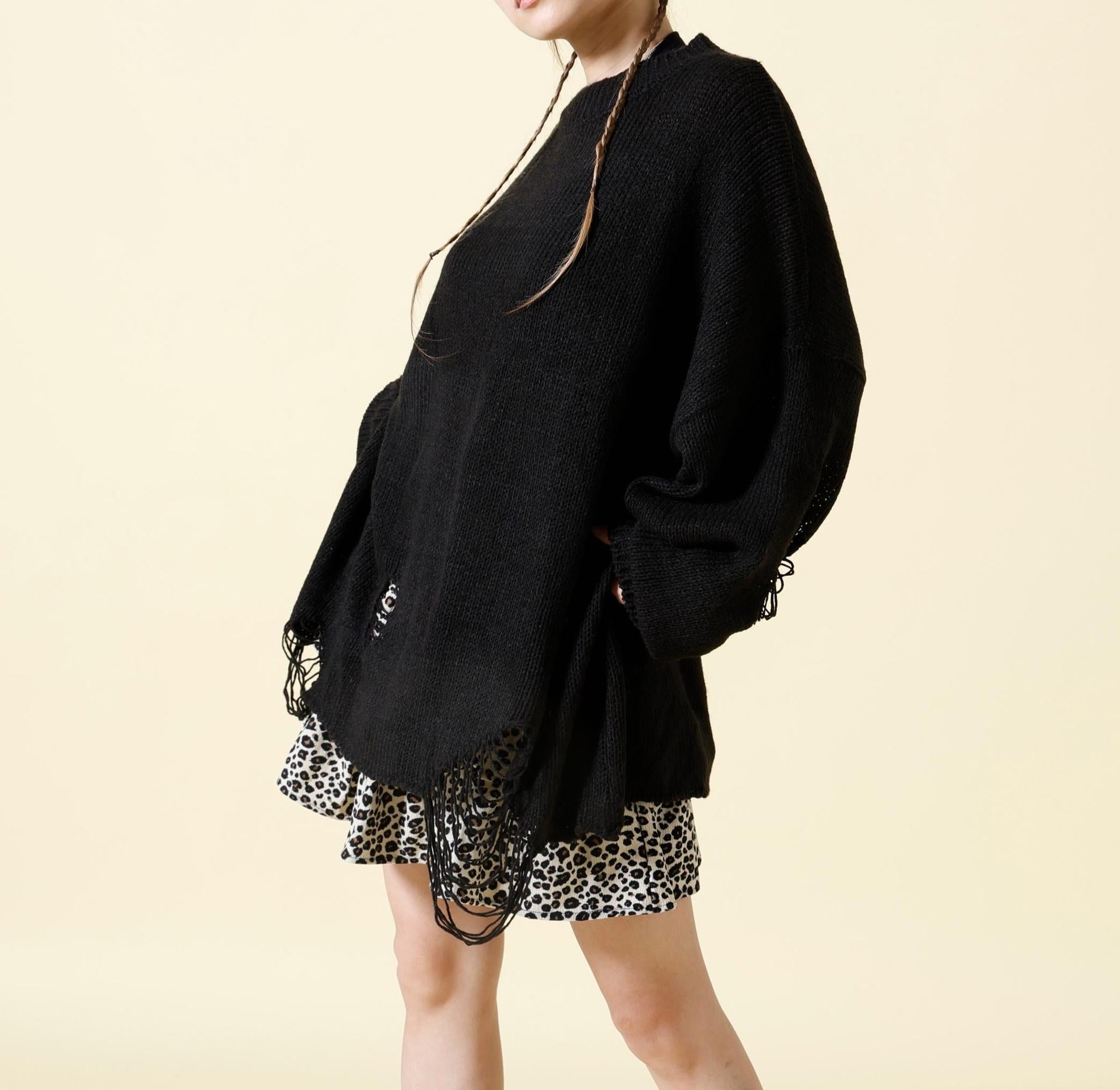 SIS/エスアイエス/Damage Knit ブラック